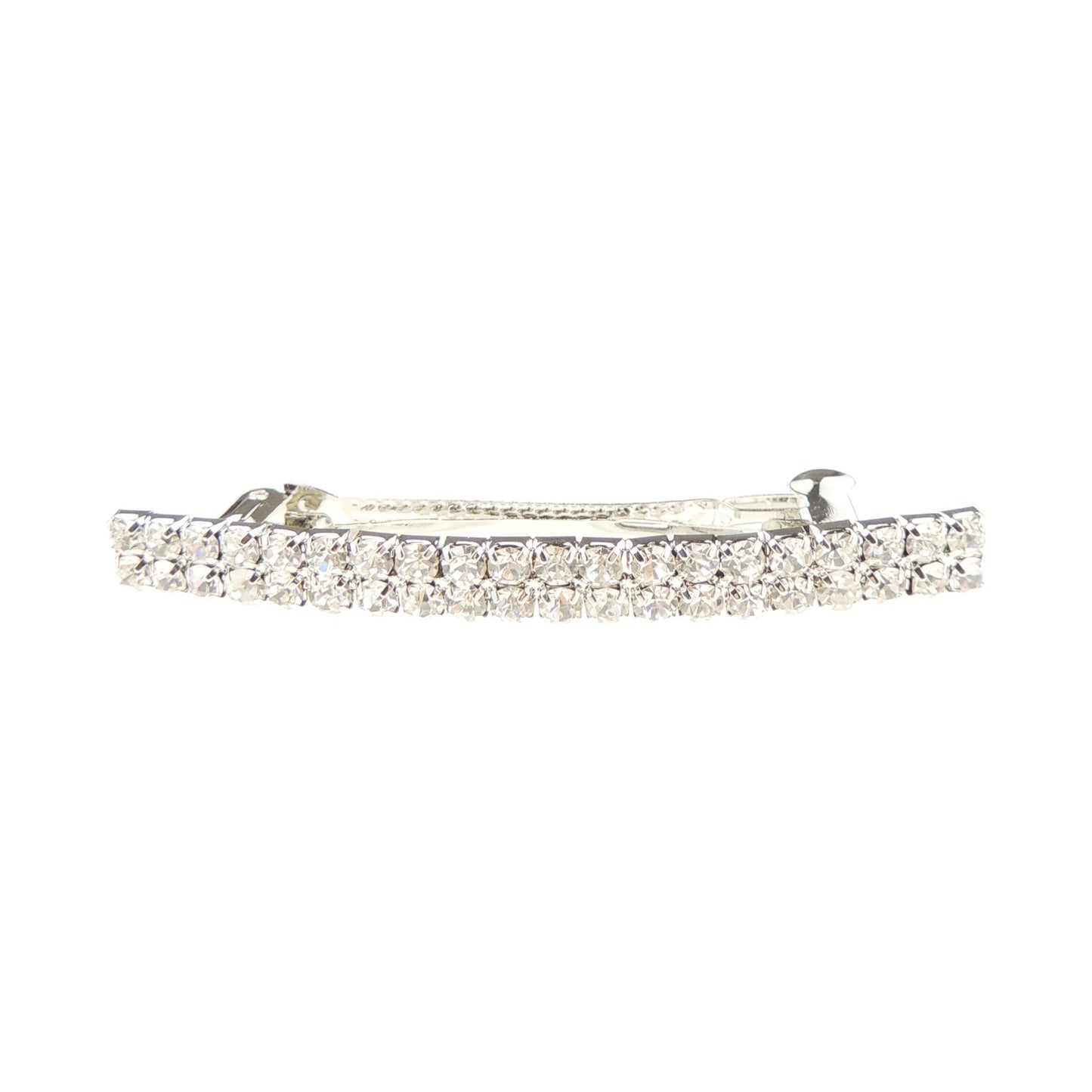 Sparkly Womens Girls Crystal Rhinestone Diamante Wedding Bridal Birthday Party Evening Ponytail Fine Hair Accessories Occasion Barrette Hairpin Grip French Metal Spring Clip Silver Tone Narrow
