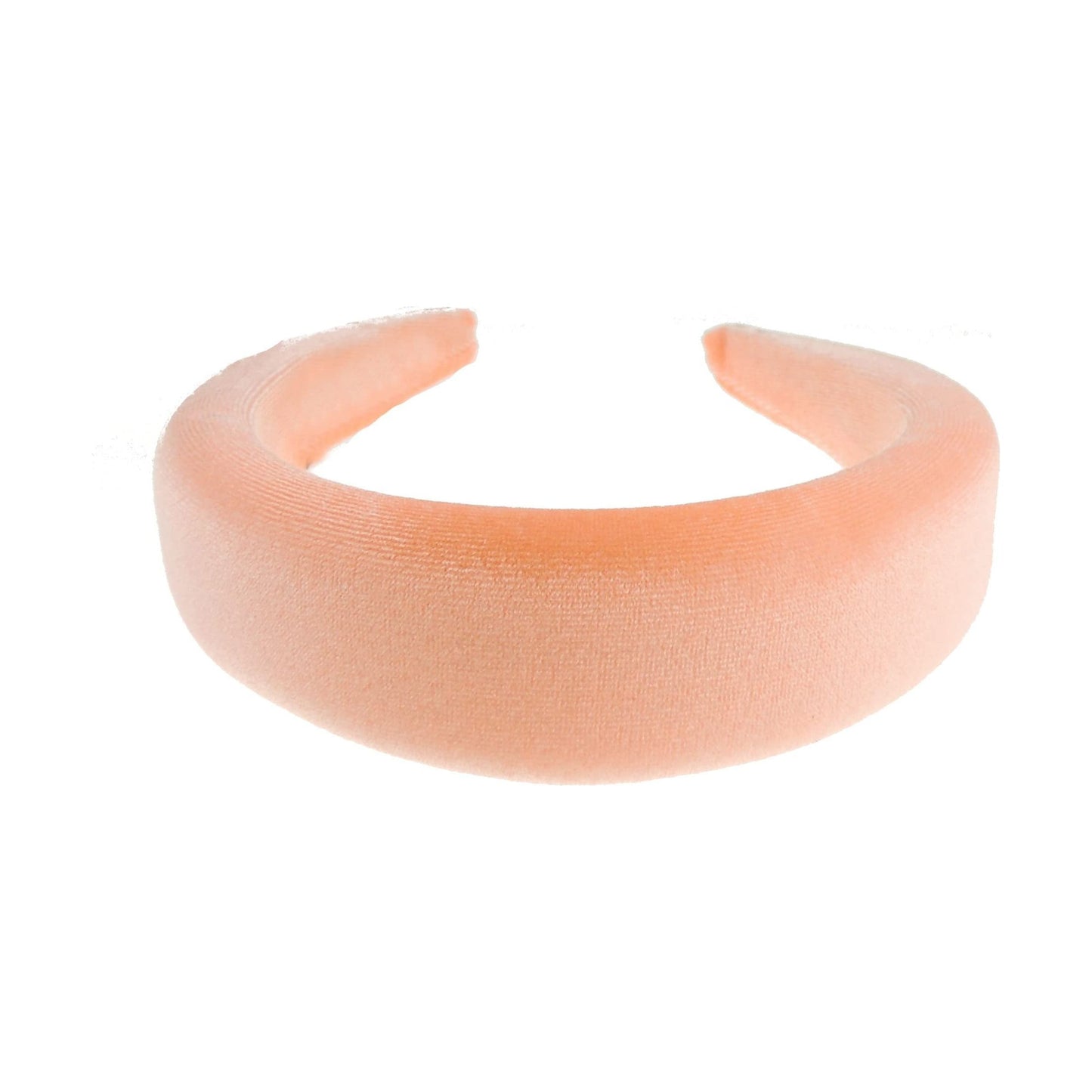 Ladies Girls Velvet Wide Padded Covered Headband Alice Band (Pale Orange)