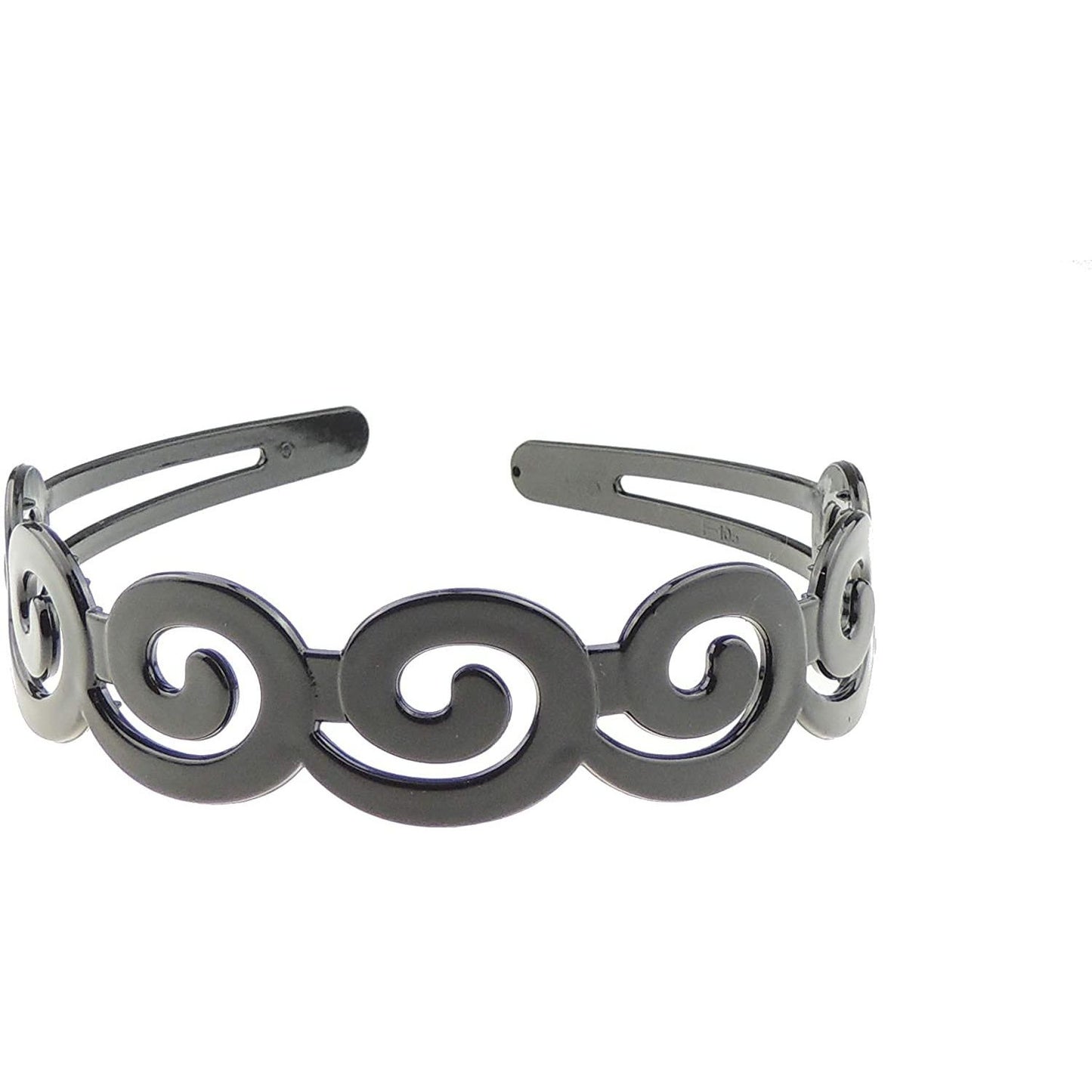 SMALL Head Ladies Girls Wide Stencil Cut Wide Headband Alice Band Swirly Waves (Black)