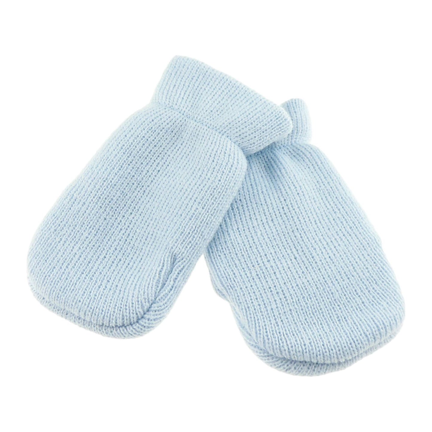 Baby Girls Boys Block Colour Warm Winter Gathered Lined Fine Knit Mittens Newborn - 6 Months