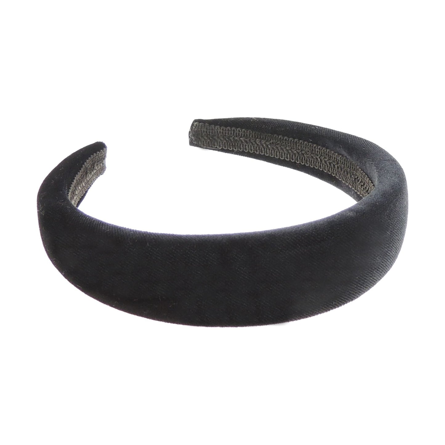 Womens Luxury Slightly Padded Puffy Velvet Flat Winter Evening Wedding Party Birthday Bridal Christmas Birthday Bridesmaid Headband Alice Band Hair Accessories Hairband (Black, One Size)