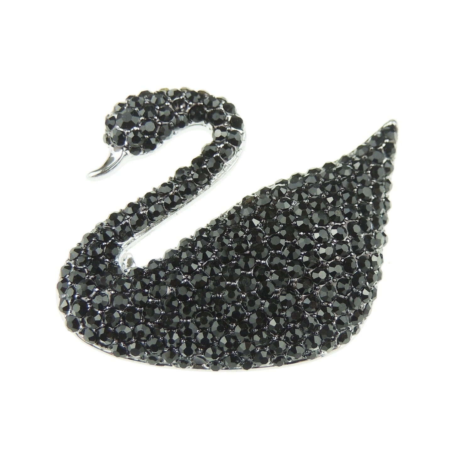 Sparkly Diamante Crystal Regal Swimming Swan Bird Brooch (Clear Gold Tone)
