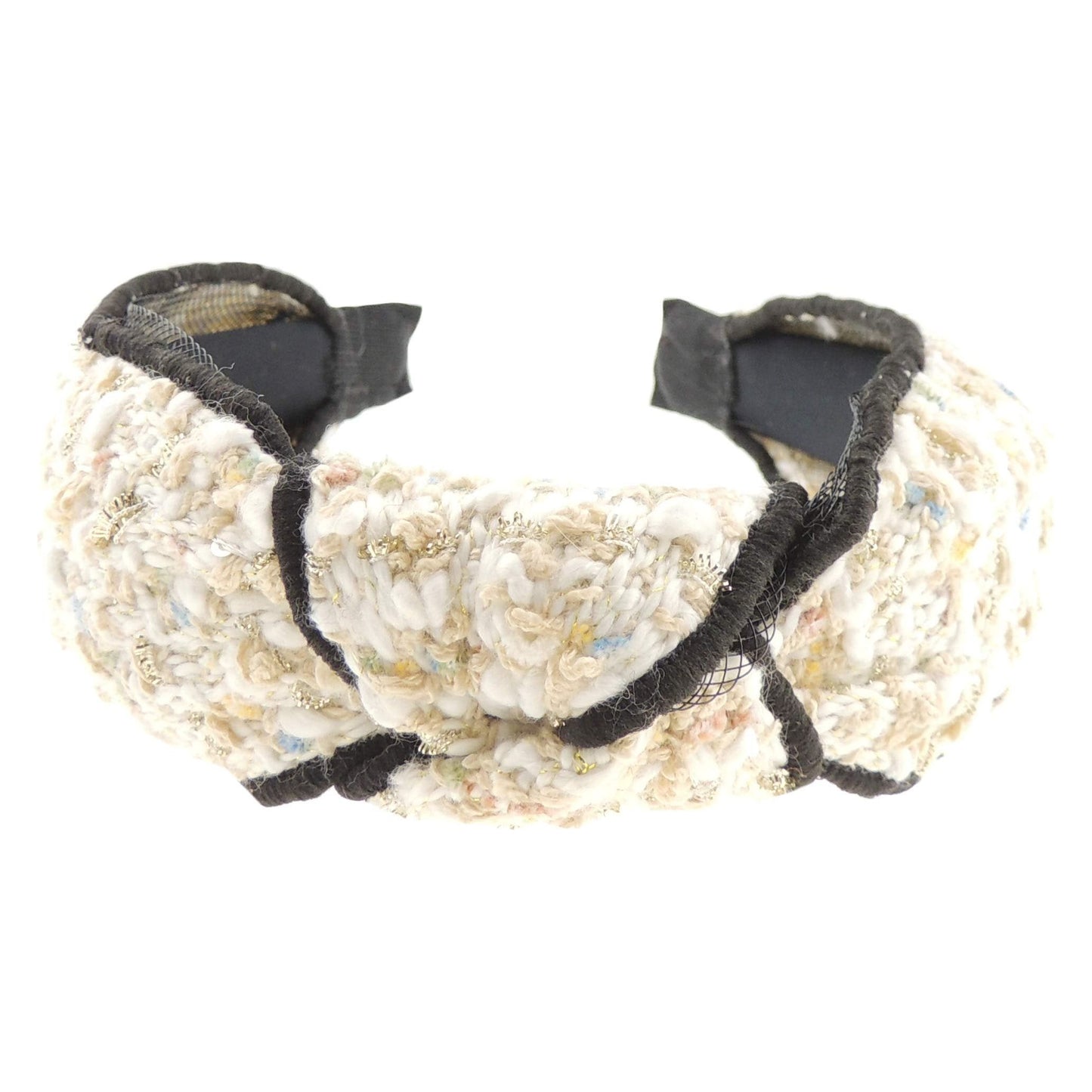 Ladies Knit Boucle Glitter Thread Tweed Top Knot Winter Headband Alice Band