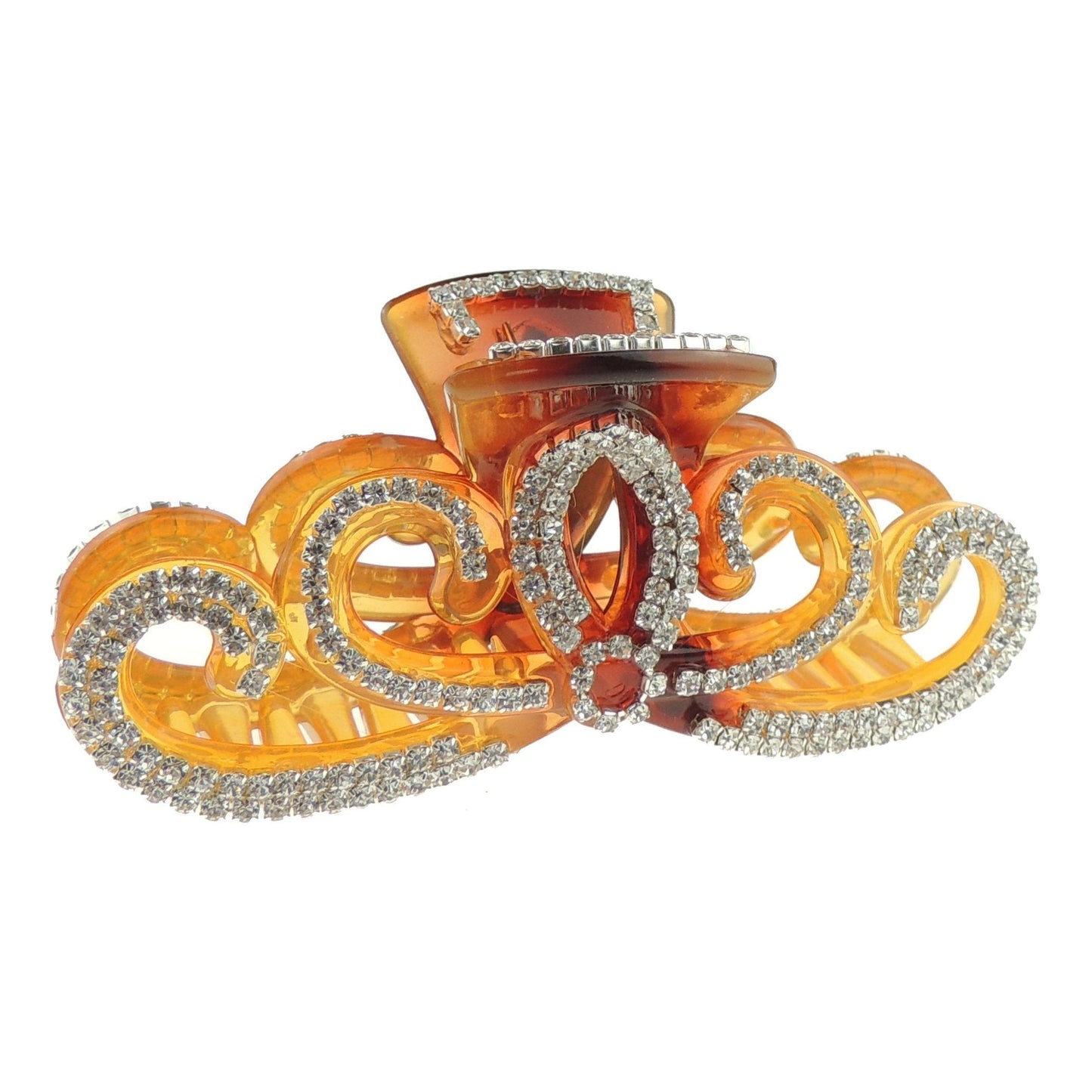 Extra Sparkly Diamante Crystal Evening Ladies 11.5cm Hair Claw Clamp Large Swirly Bow