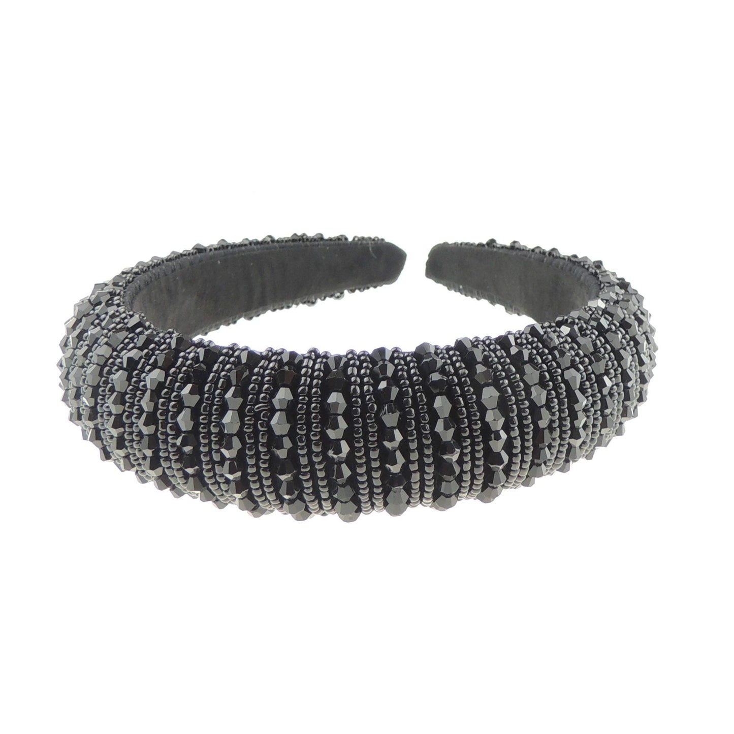 Womens Sparkly Beaded Rhinestone Embellished Jeweled Crystal Wide Bump Thick Padded Evening Formal Occasion Christmas Birthday Wedding Bridal Party Headband Hair Alice Band Hairband