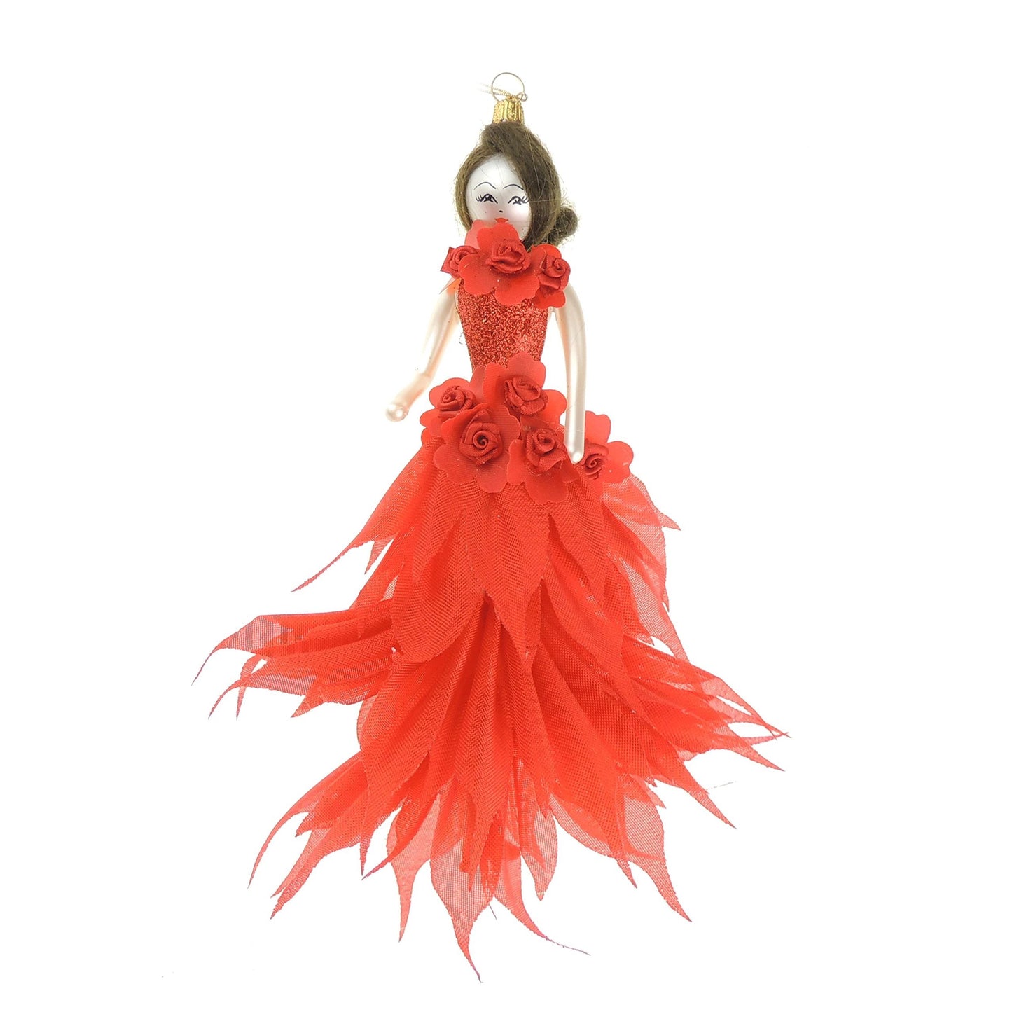 Italian Large Hand Blown Glass Keepsake Christmas Tree Ornament Bauble Red Salsa Dancing Dress