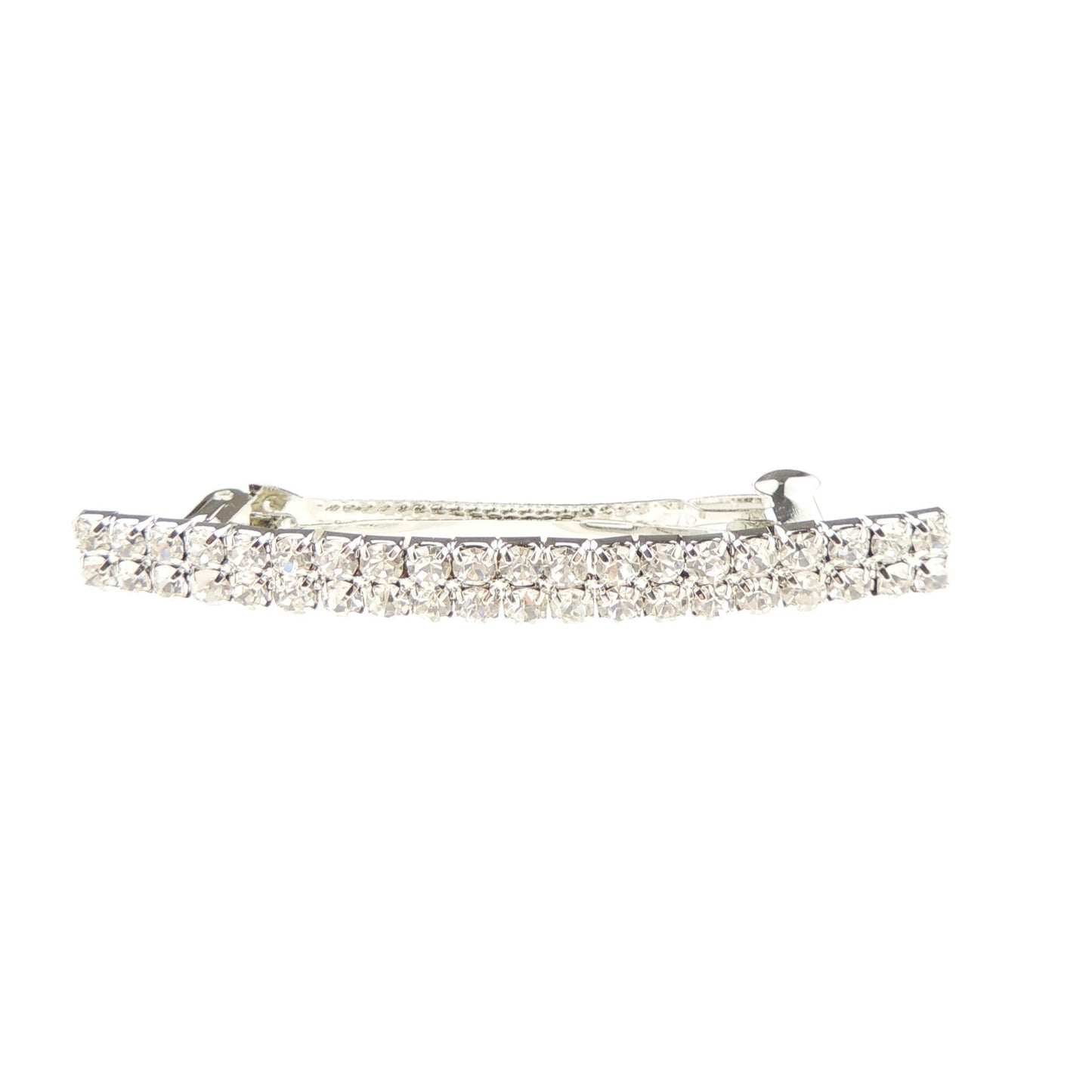 Sparkly Womens Girls Crystal Rhinestone Diamante Wedding Bridal Birthday Party Evening Ponytail Fine Hair Accessories Occasion Barrette Hairpin Grip French Metal Spring Clip Silver Tone Narrow
