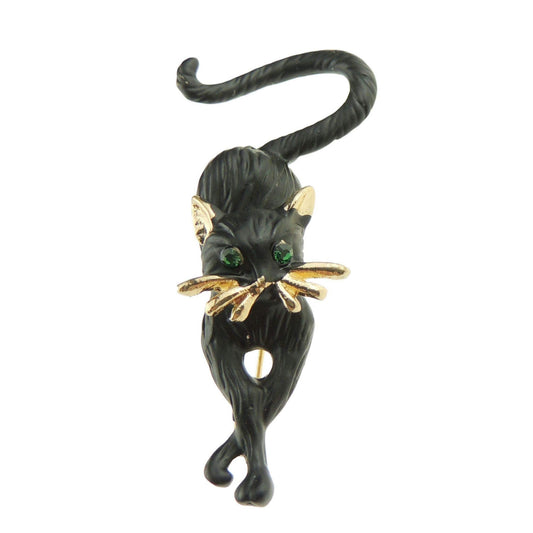 Womens Mens Christmas Birthday Gift Coat Scarf Coat Jacket Shawl Mother Groom Bride Diamante Crystal Brooch Badge Breastpin Corsage Pin Enamel Matte Black Gold Paws Crossed Panther Cat Kitten Kitty