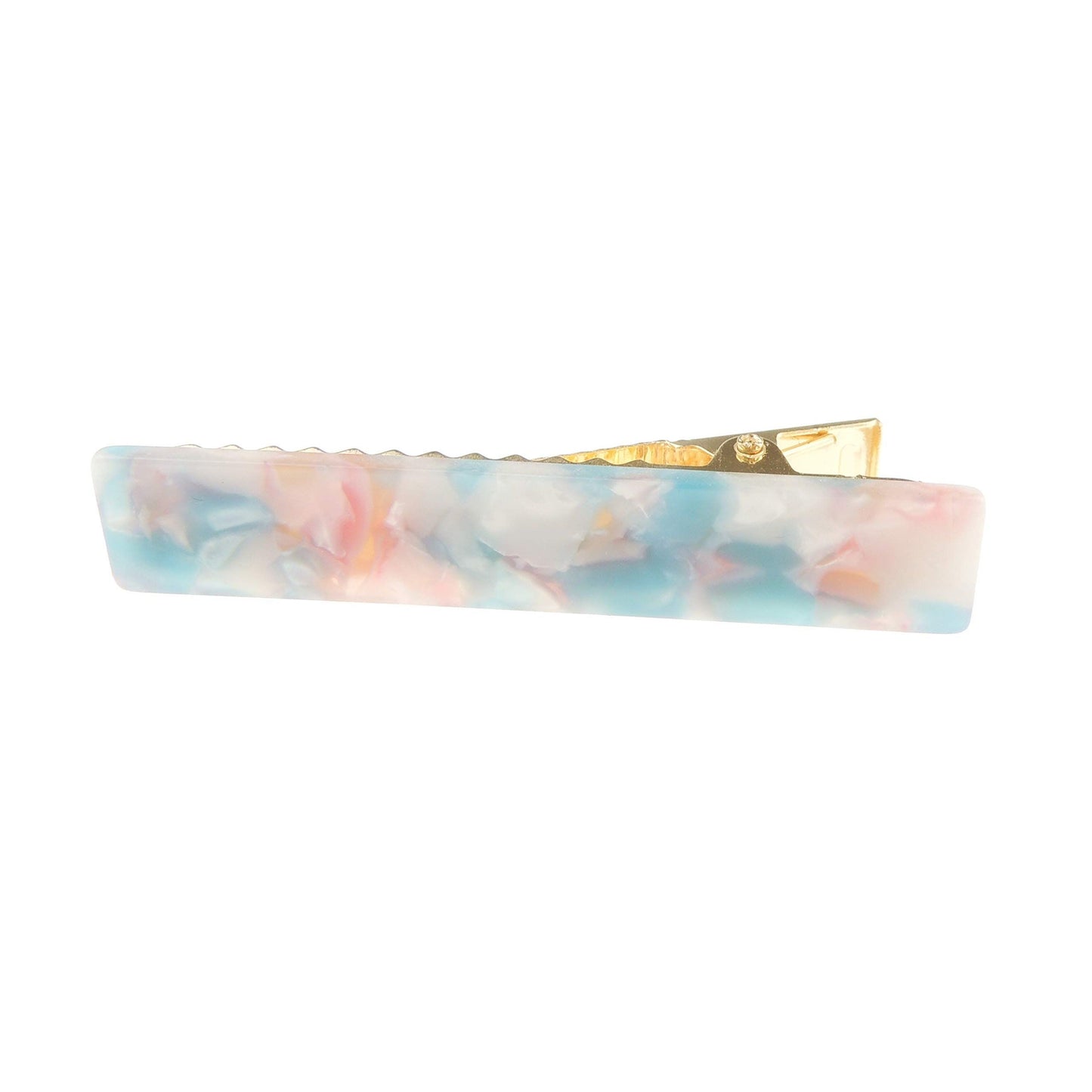 Womens Girls Set of 2 Marble Look Small 6cm School Birthday Party Hair Accessories Styling Clip Barrette Claw Hairpin Grips Concorde Beak Duckbill Clamp Alligator Crocodile (Pink Blue Marbled)