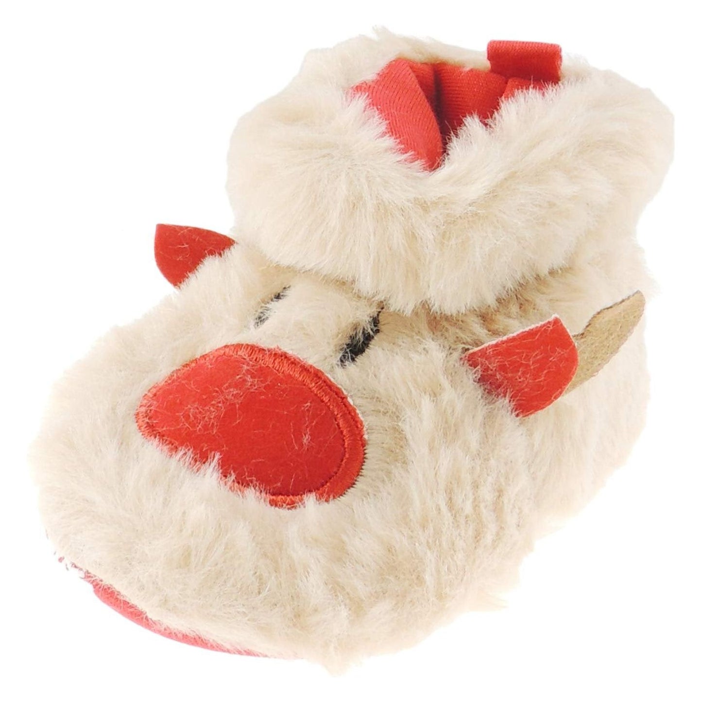 Glamour Girlz Baby Girls Boys Plush Faux Fur Beige Red Nosed Reindeer Christmas Santa Booties Boots Slippers