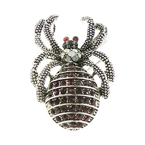 Sparkly Womens Christmas Party Birthday Gift Saree Scarf Diamante Rhinestone Crystal Fancy Dress Bling Brooch Badge Breastpin Corsage Pin Halloween Animal Insect Spider Silver Tone