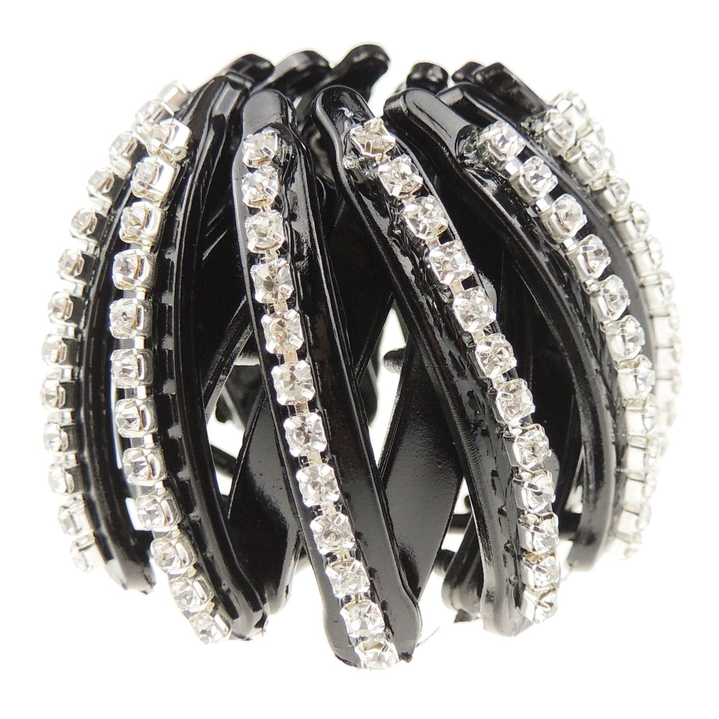 Womens Bridal Wedding Party Christmas Styling Hair Accessories Pins Bun Expandable Holder Pony Tail Chignon Brooch Hairpin Jewelry Updo Chopsticks Stick Vintage Look Diamante Crystal (Black Small)