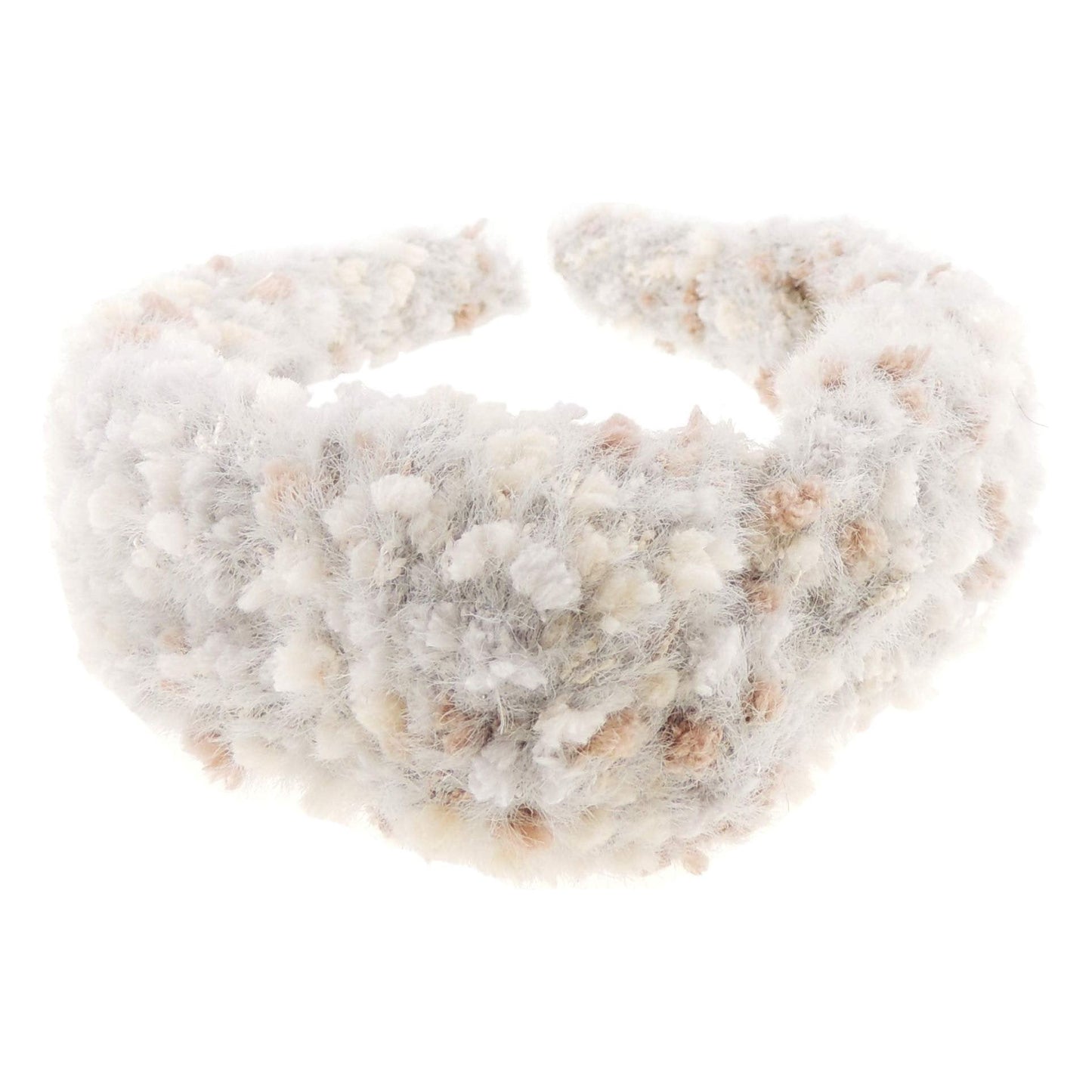 Womens Girls Soft Chunky Boucle Tweedy Wool Look Top Knot Twist Wide Thick Fashion Formal Evening Boho Vintage Headband Alice Band Hair Hairband Birthday Wedding Guest Bridesmaid (Baby Pink)