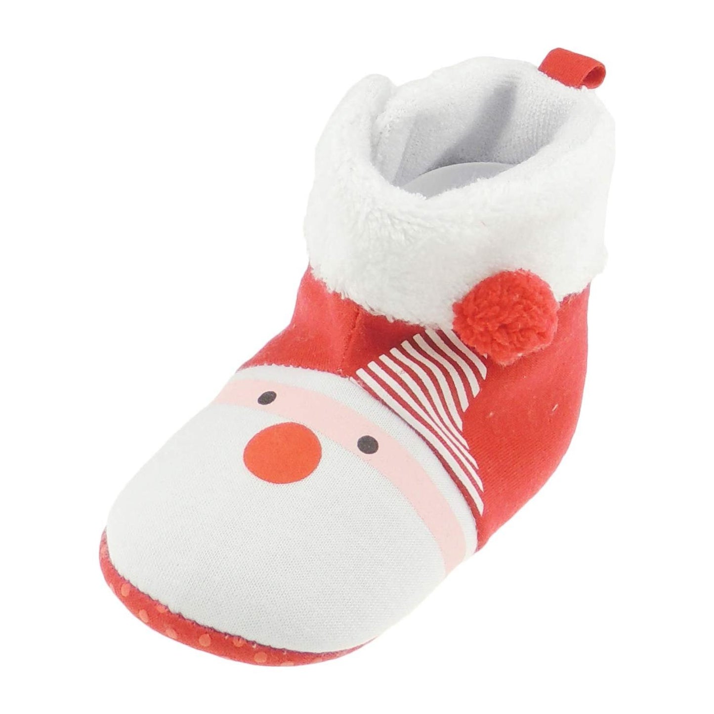 Glamour Girlz Cute Red & White Christmas Boys Girls Baby Booties Santa Red Nose