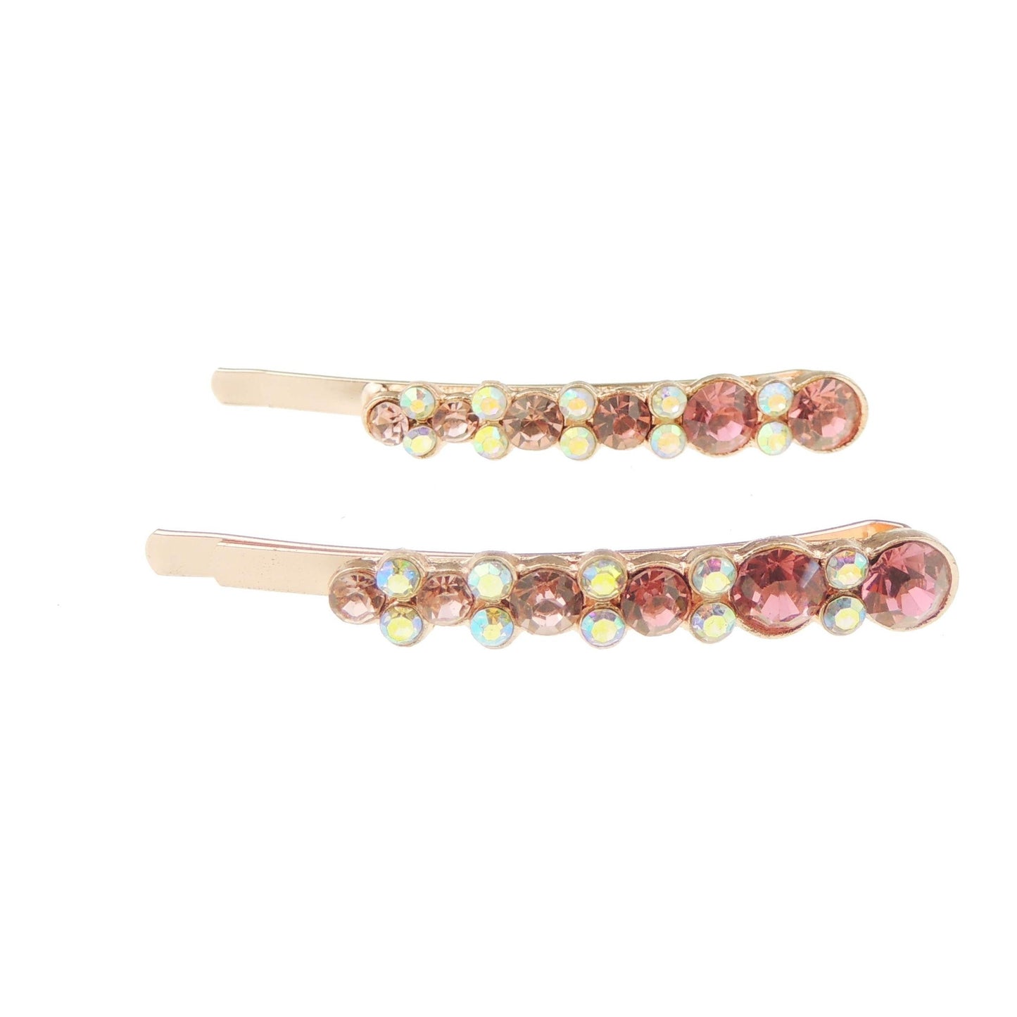 Set of 2 Girls Ladies 6cm Sparkly Crystal Circles Dots Hair Grips