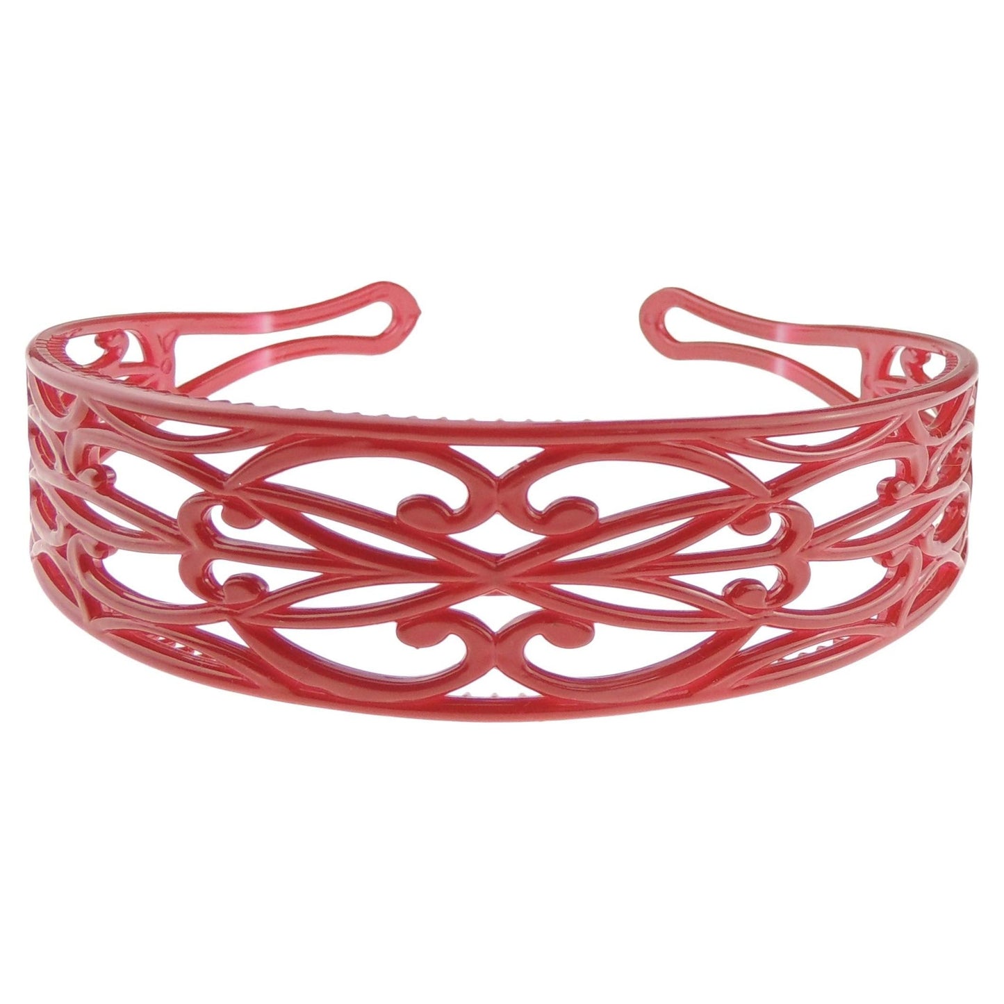 GIRLS SMALL HEAD LADIES School Uniform Work Gym Yoga Birthday Party Hair Accessories Plain Plastic Wide Scroll Floral Swirls Stencil Short Long Hair Headband Alice Band Hairband (Light Taupe Brown)