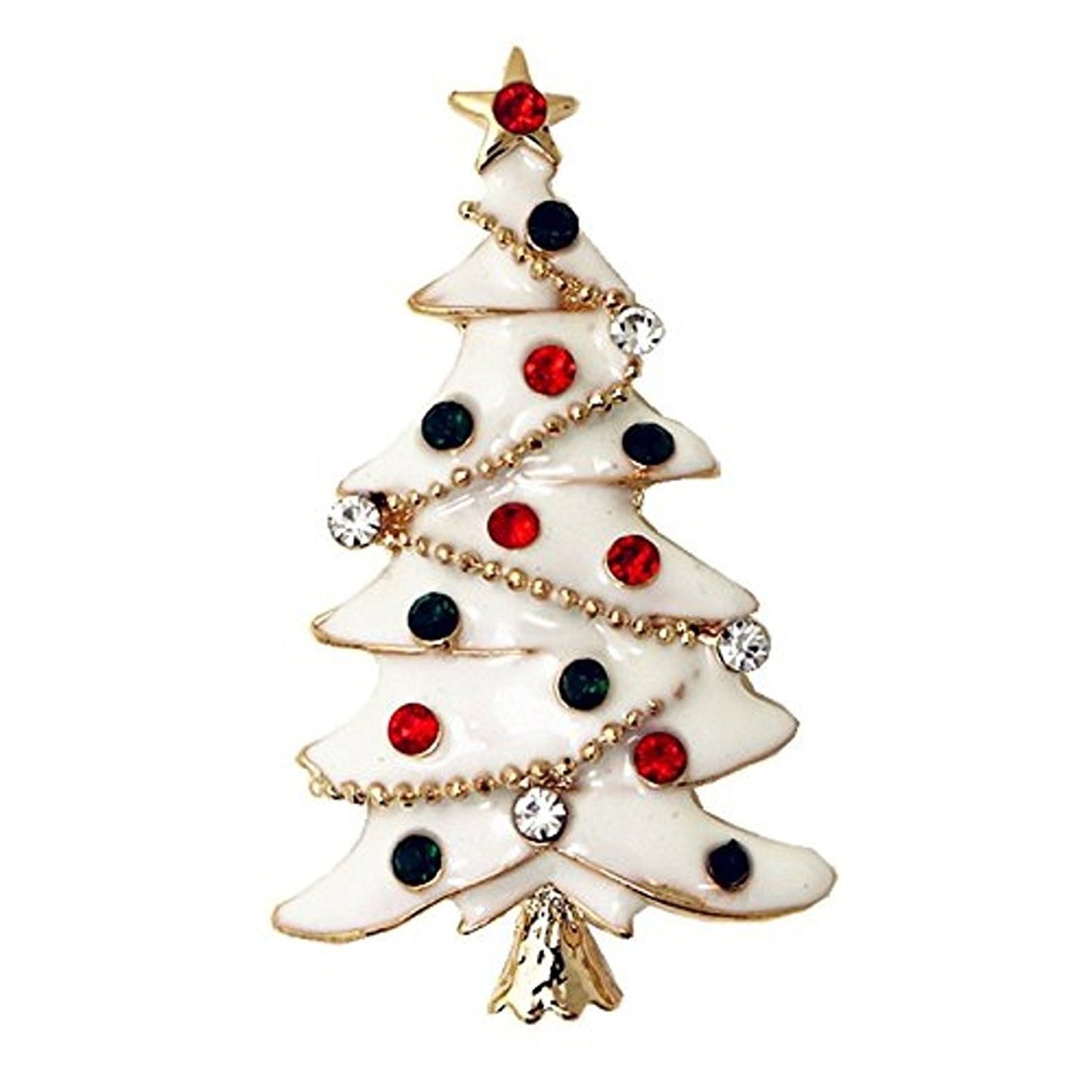 Festive Christmas Season Gift Coat Scarf Coat Jacket Shawl Scarf Enamel Diamante Rhinestone Crystal Brooch Badge Breastpin Corsage Pin Xmas Colour White Tree Baubles