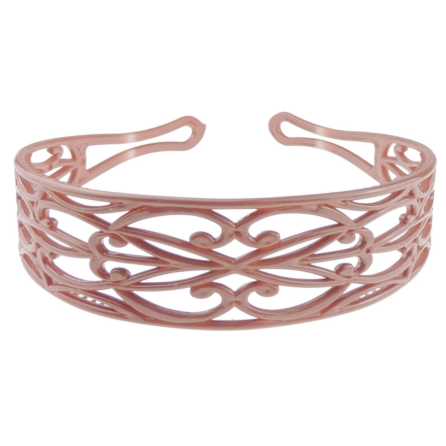 GIRLS SMALL HEAD LADIES School Uniform Work Gym Yoga Birthday Party Hair Accessories Plain Plastic Wide Scroll Floral Swirls Stencil Short Long Hair Headband Alice Band Hairband (Light Taupe Brown)