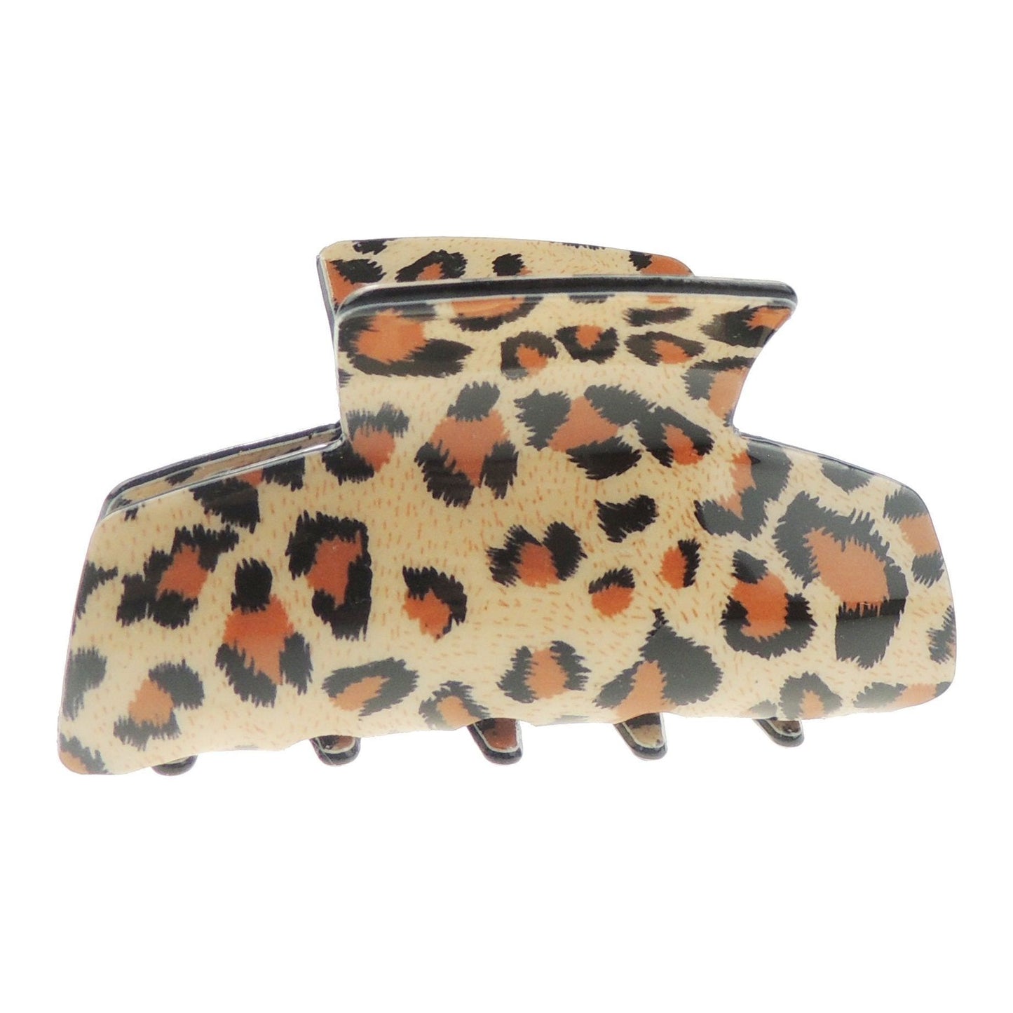 Ladies Big Cat Animal Print Medium Square Rectangle Bulldog Crab Hair Claw Clamp Clip Brown Leopard