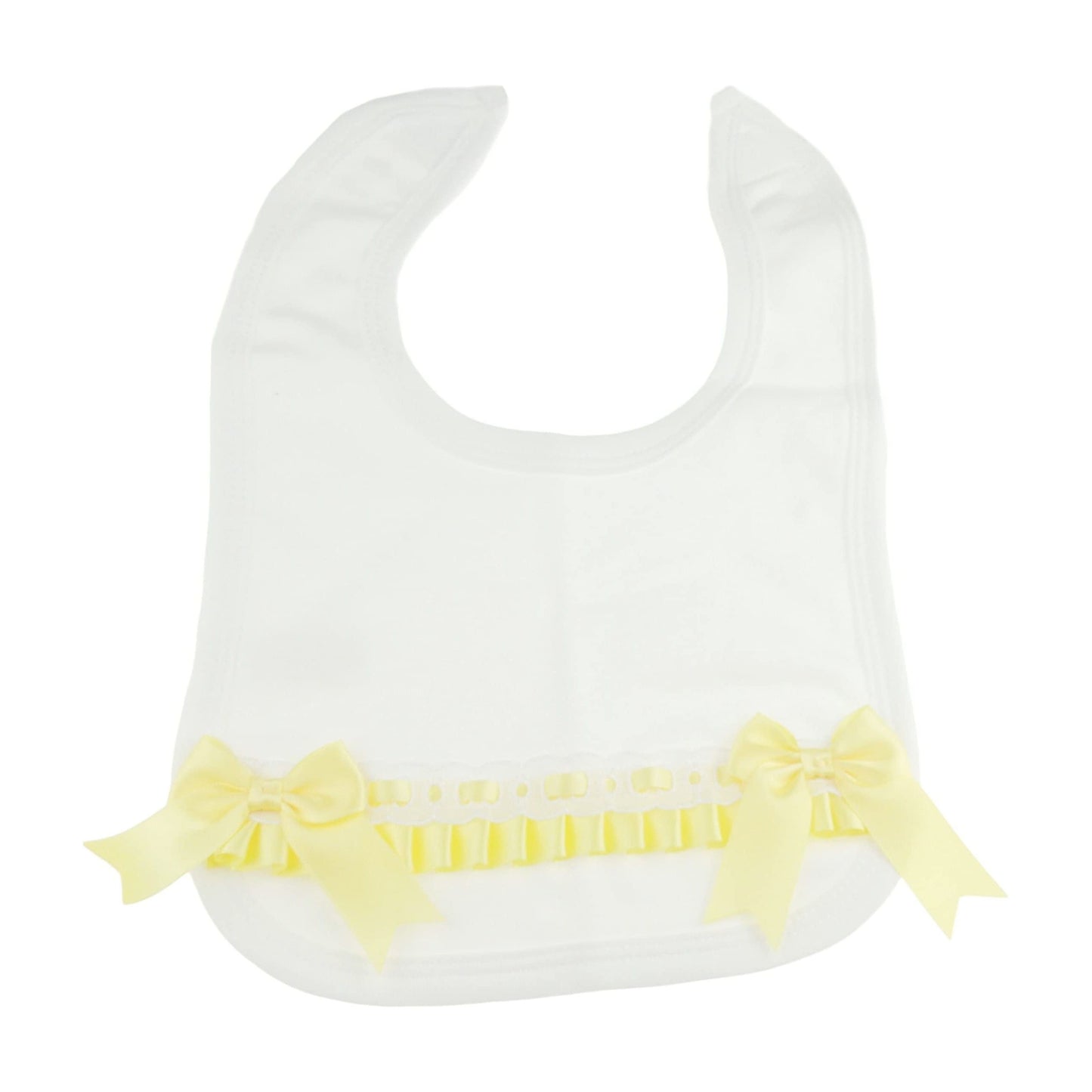 Cute Baby Girls Boys Babies Newborn 3 6 9 Months Essentials Infant Childrens Feeding Weaning Teething Bandana Burp Cloth Dribble Occasion Wedding Baptim Christening Fancy Bow Bib Cotton (Yellow)