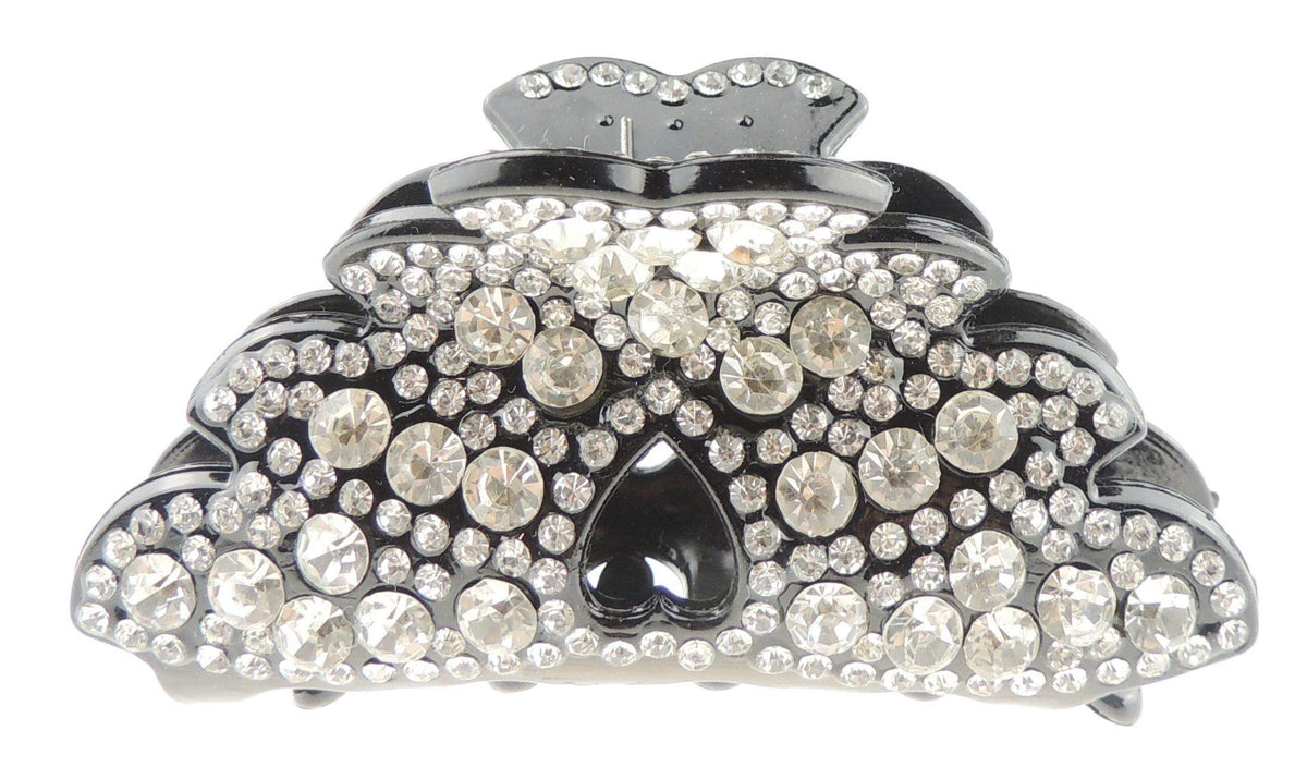 Extra Sparkly Women Girls Crystal Diamante Rhinestone Gems Wave Jaw Clip Octopus Clamp Grip Bridal Wedding Party Styling Fine Thin Hair Accessories Butterfly Claw Black Clear Stencil Heart