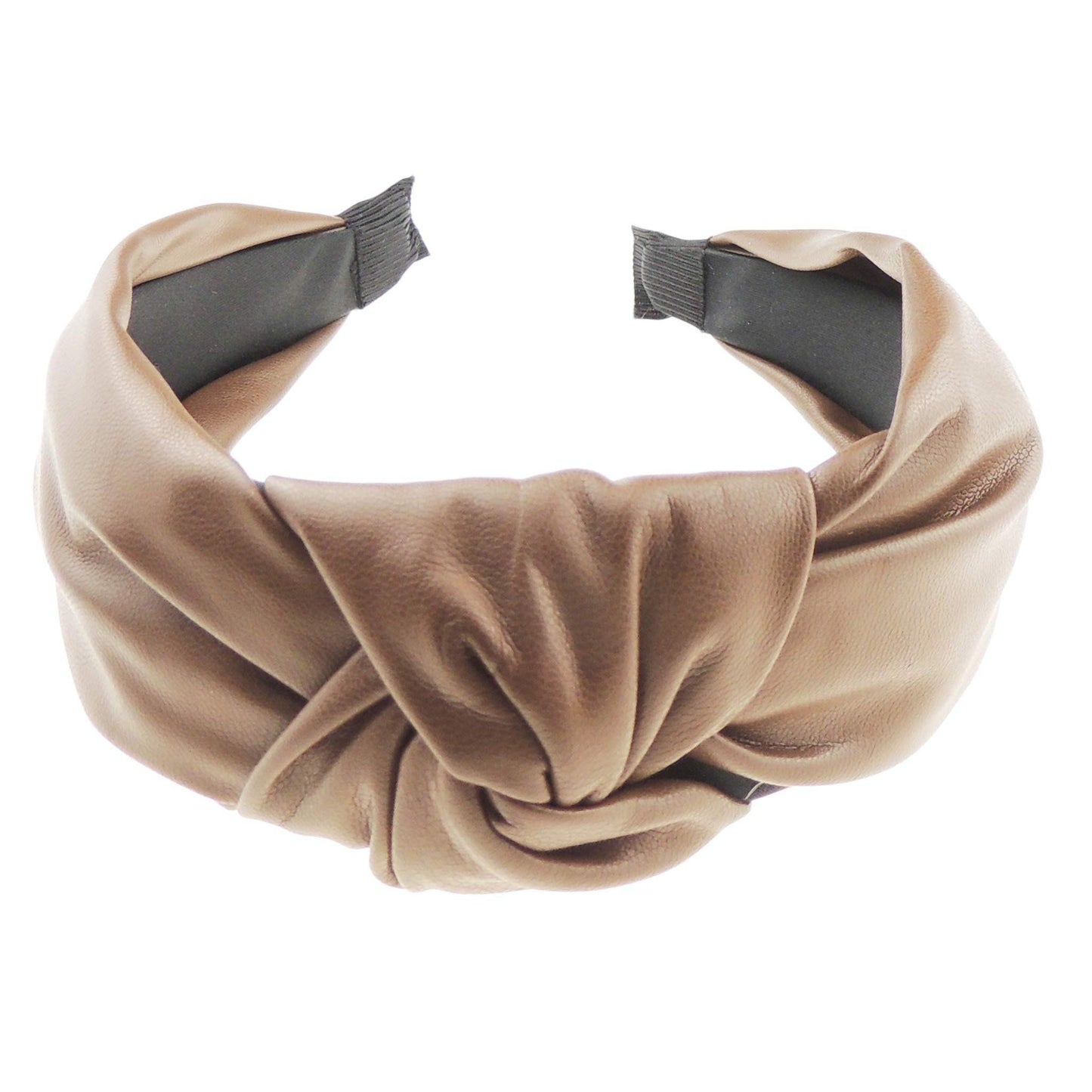 Womens Vegan Faux Leather Wide Top Knot Fabric Turban Evening Boho Retro Funky Vintage Headband Alice Band Hair Hairband For Christmas Birthday Wedding