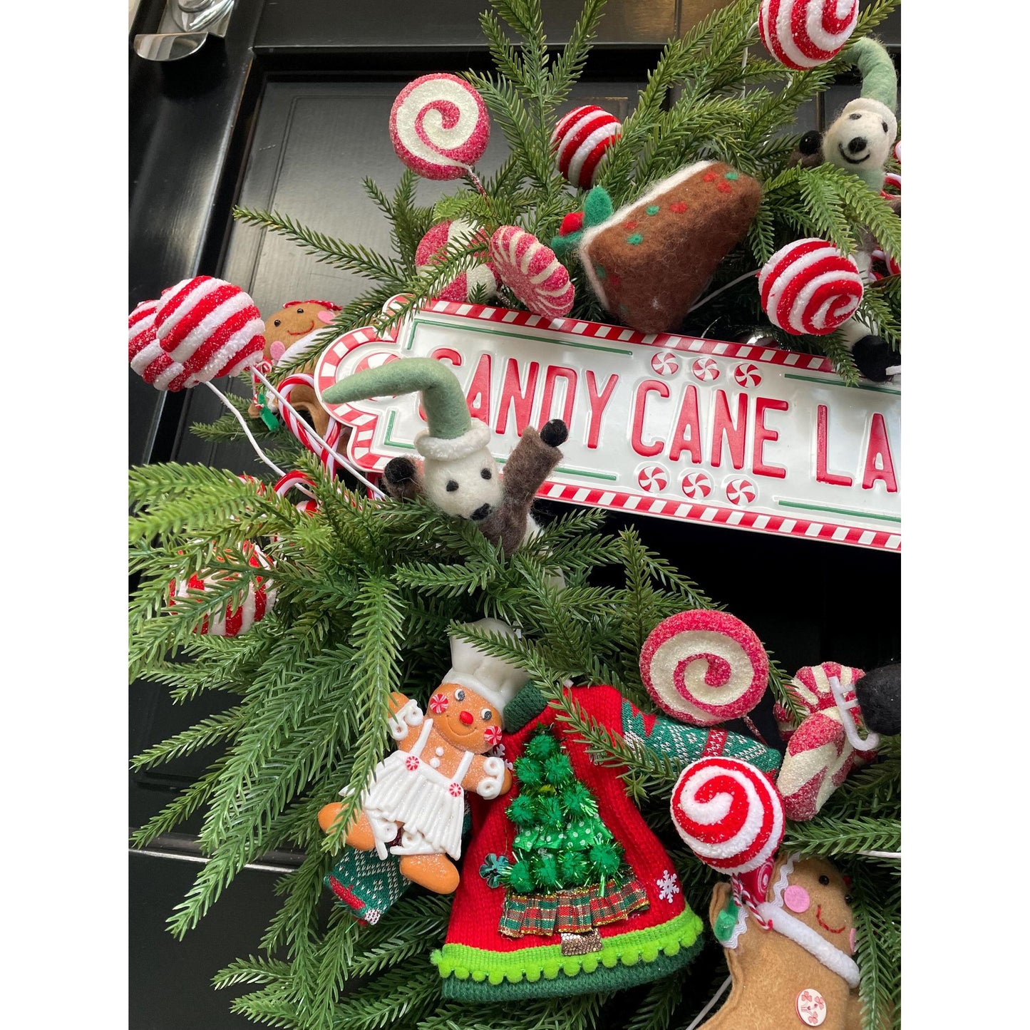 Luxury Candy Cane Red White Green Christmas Wreath Front Door Luxury Home Decorations Xmas Winter Mantle Decor Holiday Wreath Advent Swag