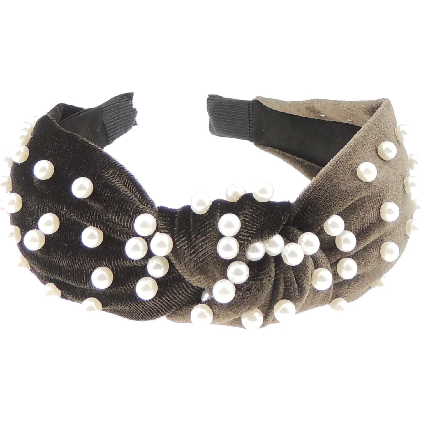 Womens Girls Knotted Top Knot Twist Velvet Turban Faux Pearl Velvet Fabric Winter Wedding Guest Headpiece Formal Dance Christmas Party Birthday Headband Hair Alice Band