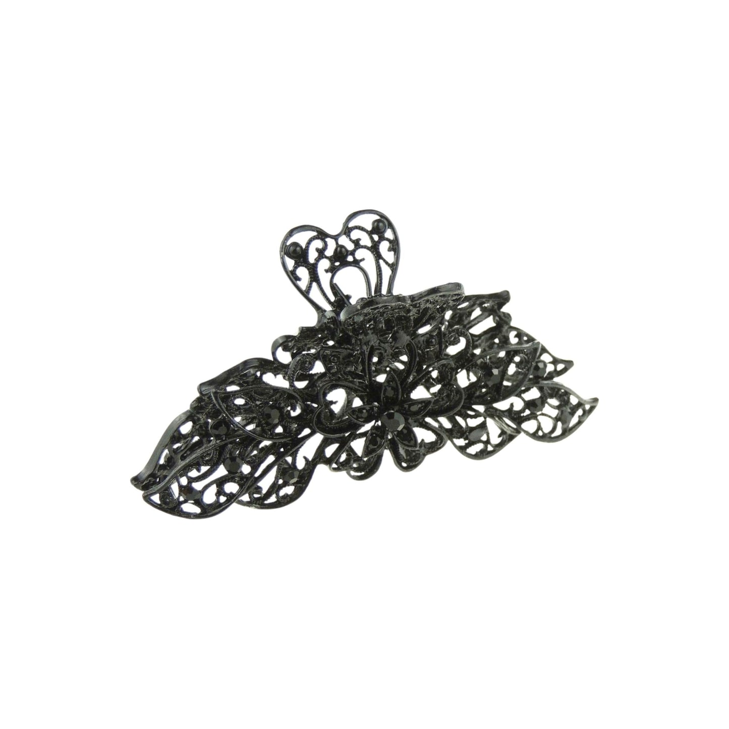 Small Womens Crystal Rhinestone Diamante Bridal Wedding Guest Party Bridesmaid Birthday Hair Accessories Bulldog Crab Octopus Spider Jaw Styling Metal Hair Claw Clamp Clip Flower BLACK