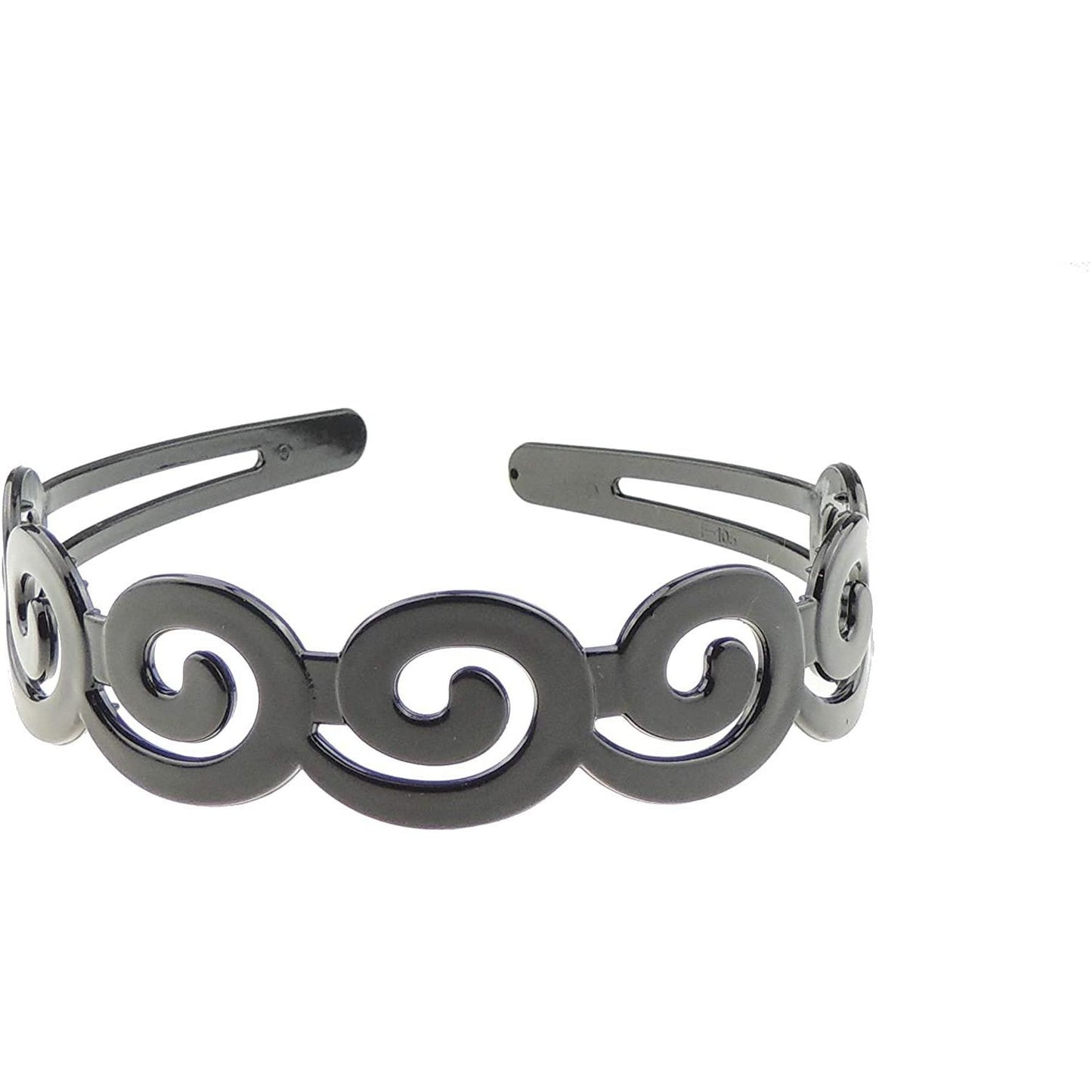 SMALL Head Ladies Girls Wide Stencil Cut Wide Headband Alice Band Swirly Waves (Black)