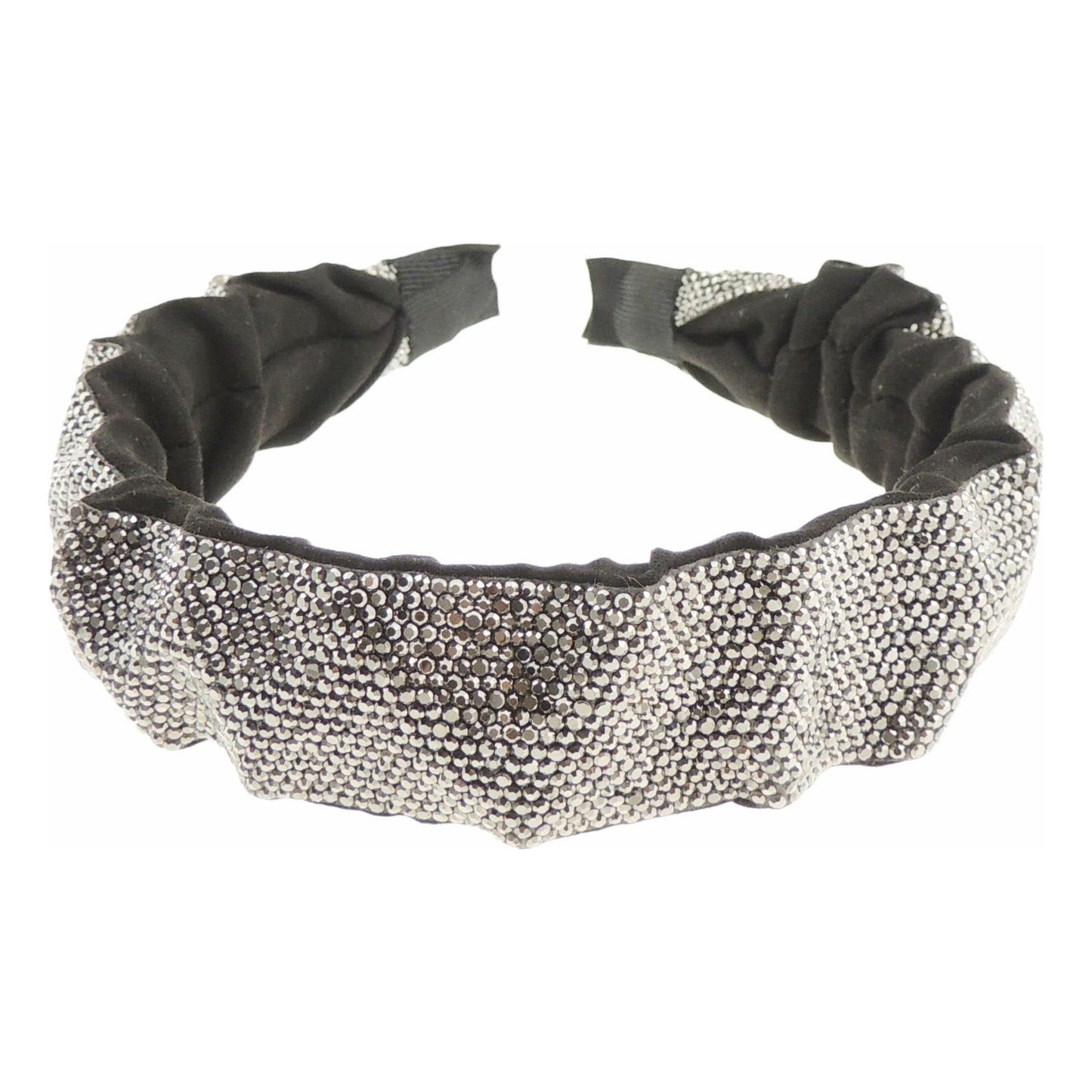 Womens Diamante Rhinestone Crystal Sparkly Rouched Crinkled Wedding Formal Occasion Bridesmaid Christmas Birthday Evening Bridal Party Formal Alice Band Headwear Hairband Headband