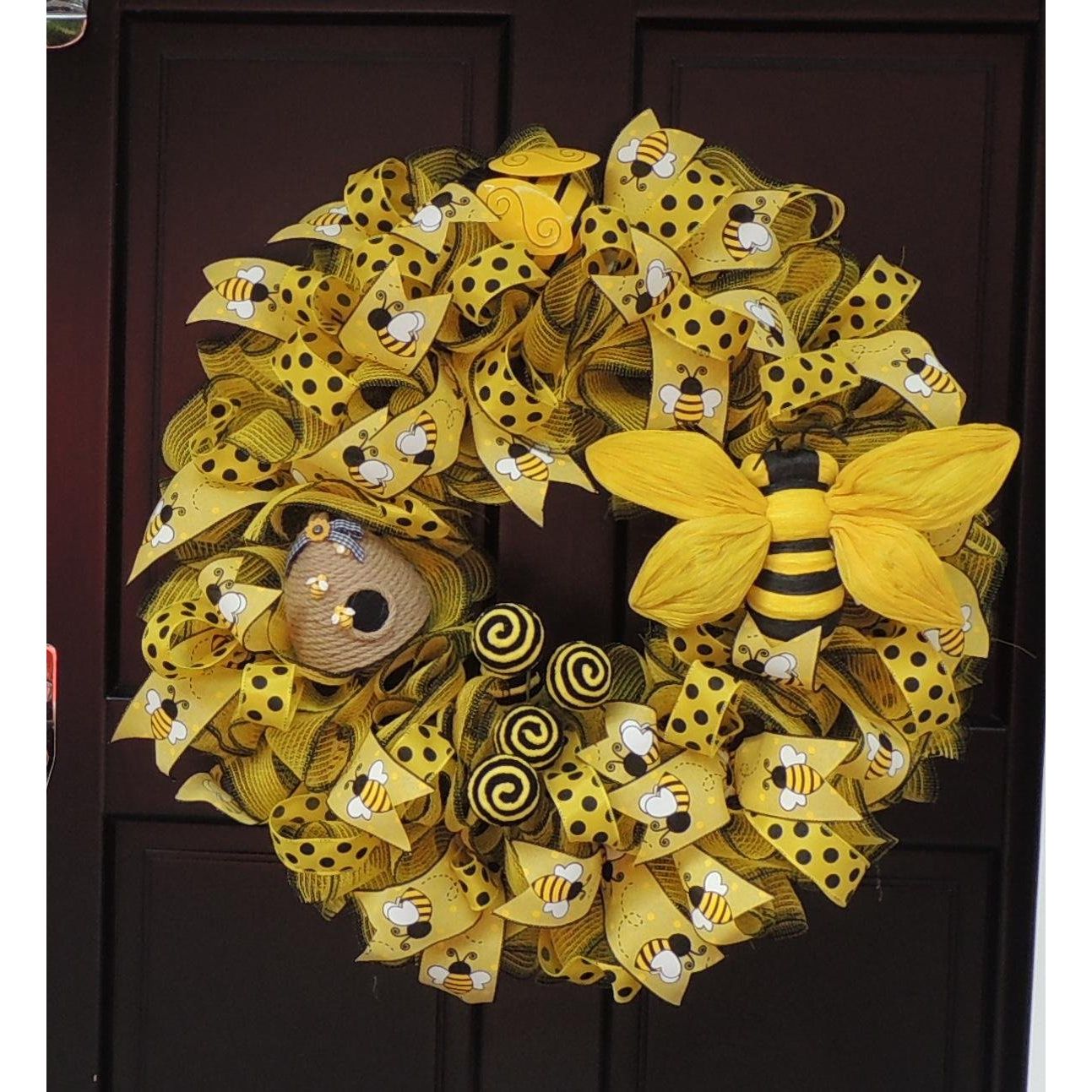 Luxury Large Bumblebee Bee Front Door Wreath Summer Spring Decor Hanger Wall Decoration Housewarming Gift Farmhouse Rustic Everyday Honeybee