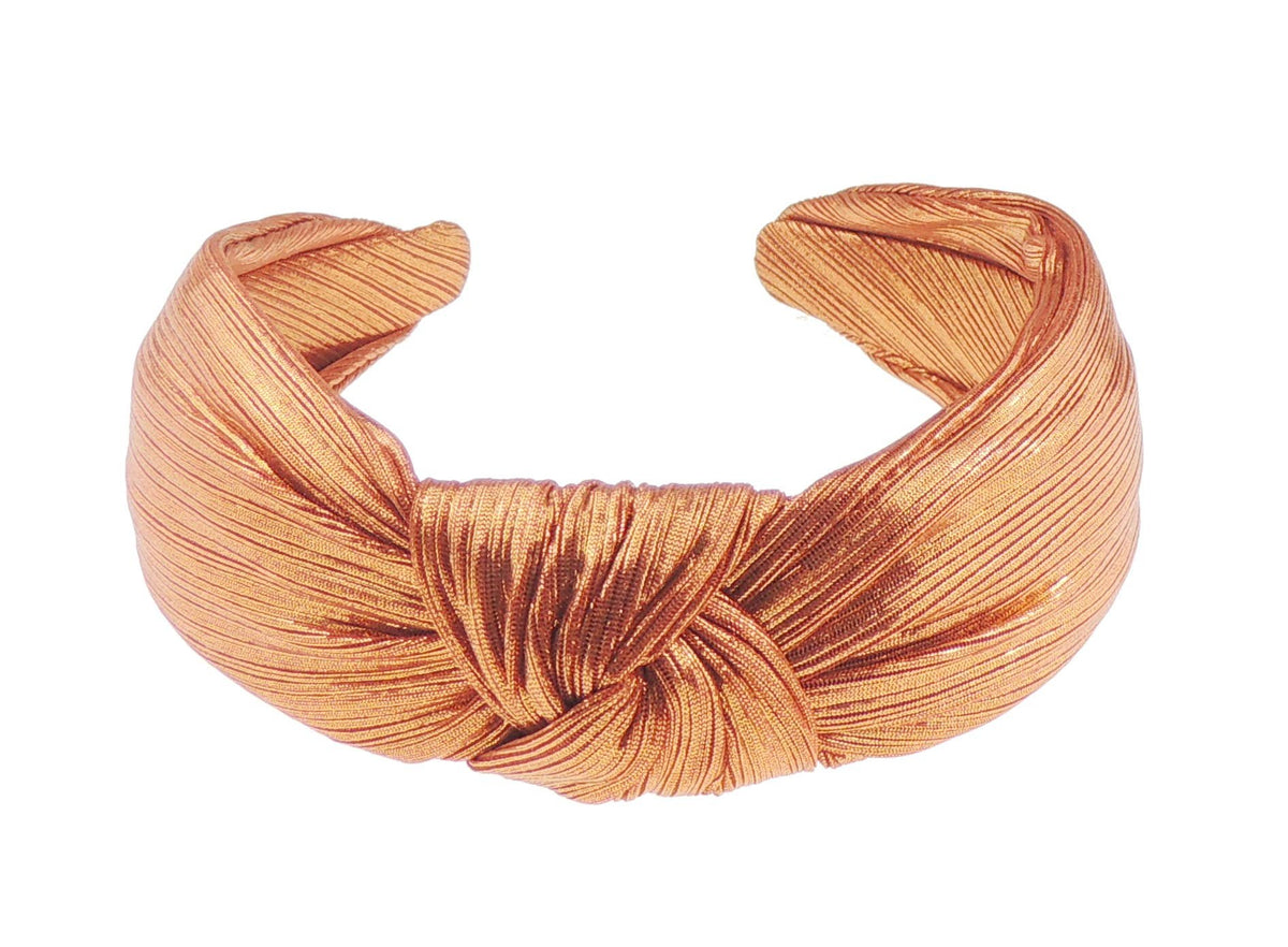 Womens Girls Evening Fancy Metallic Shiny Pinstripe Fabric Knot Twist Twisted Turban Wide Thick Formal Headband Alice Band Hair Accessories Hairband Christmas Wedding Bridesmaid Party