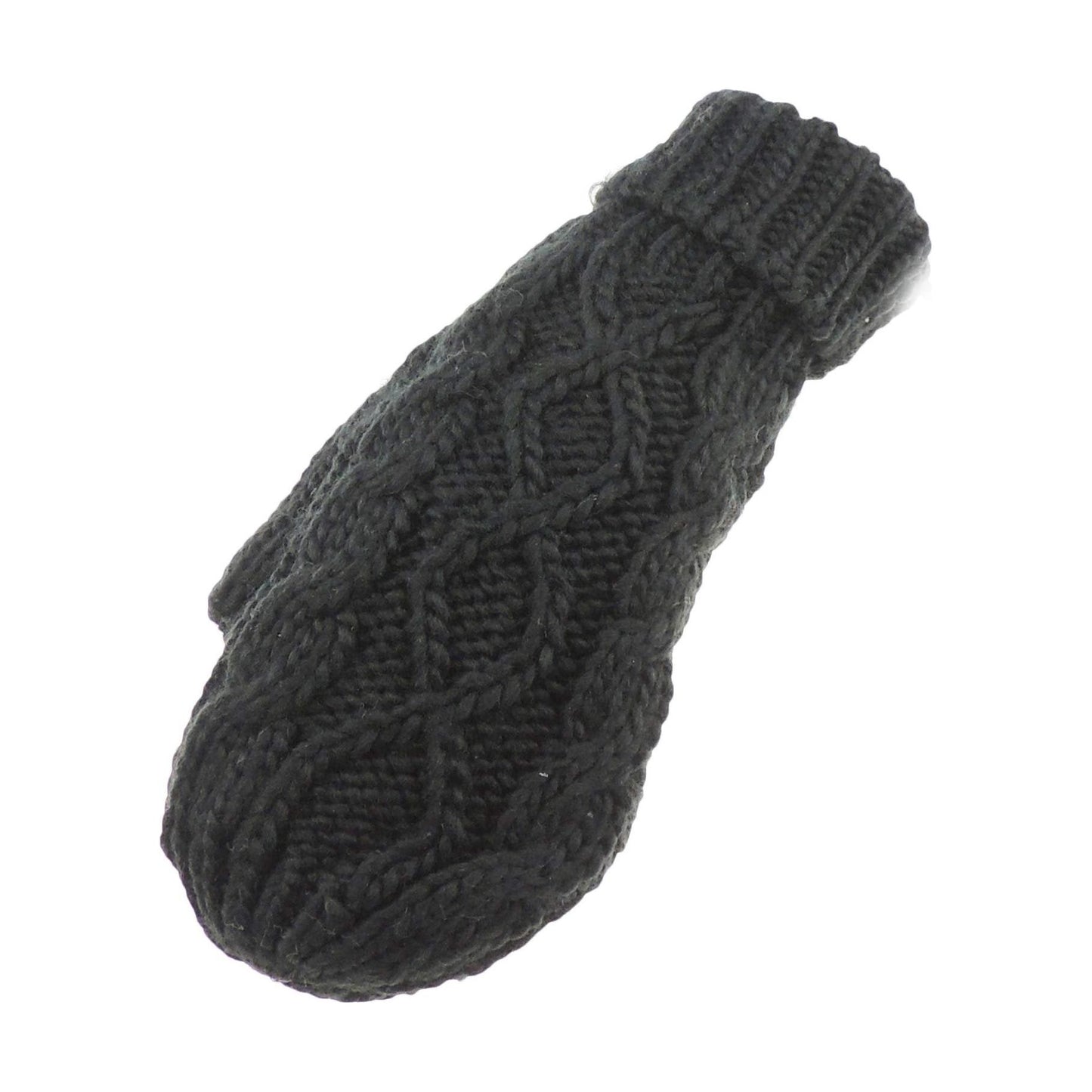 Ladies Womens Girls Chunky Thick Knit Crochet Cable Knit Thermal Fleece Lined Cold Weather Winter Ski Outdoor Accessories Hand Warmers Mittens Gloves Mitts, Christmas Birthday Gift (Cream)