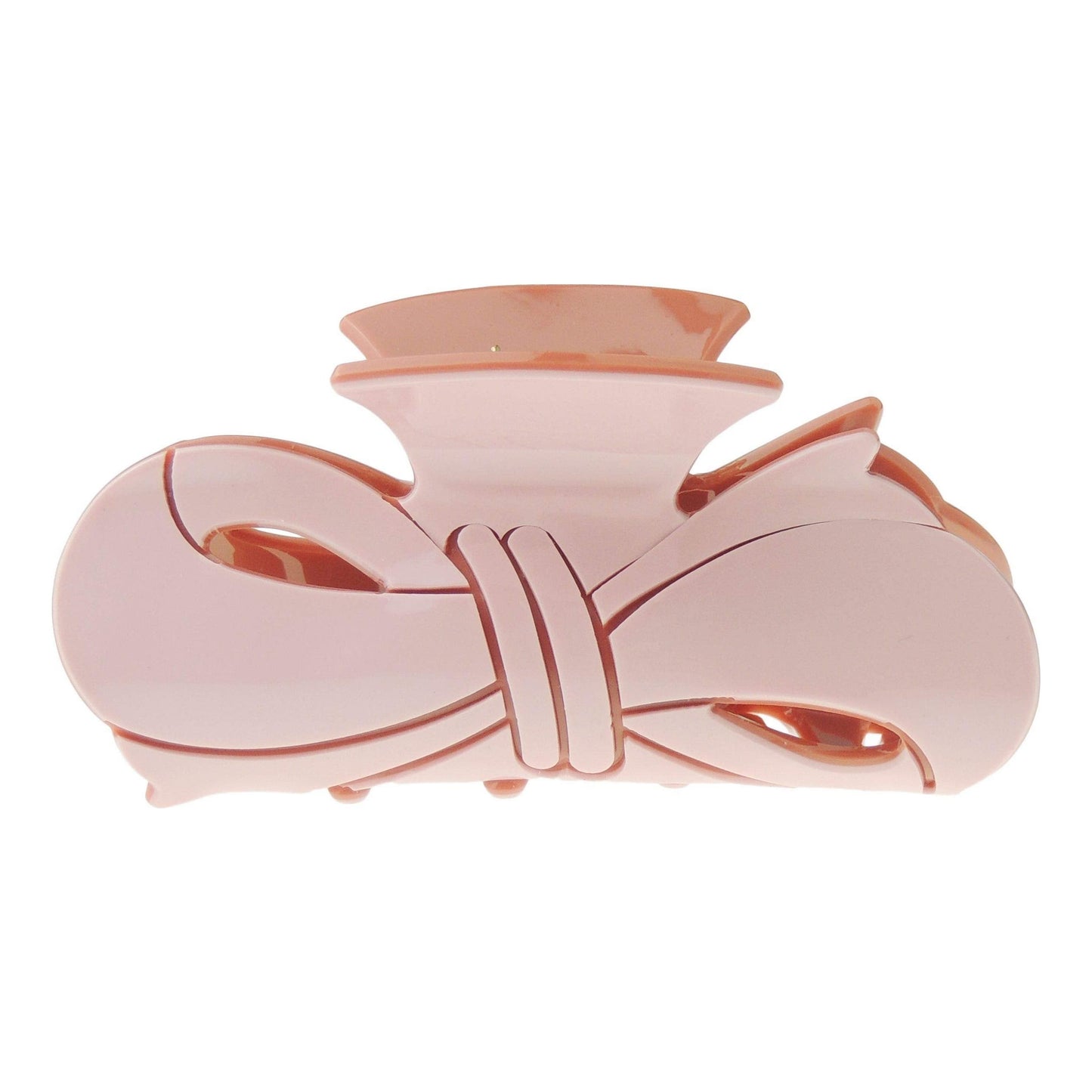 Women Girls Bulldog Wave Jaw Clip Octopus Clamp Grip Bridal Wedding Party Birthday Christmas Summer Styling Short Long Hair Plain Long Bow (Chocolate Pink)