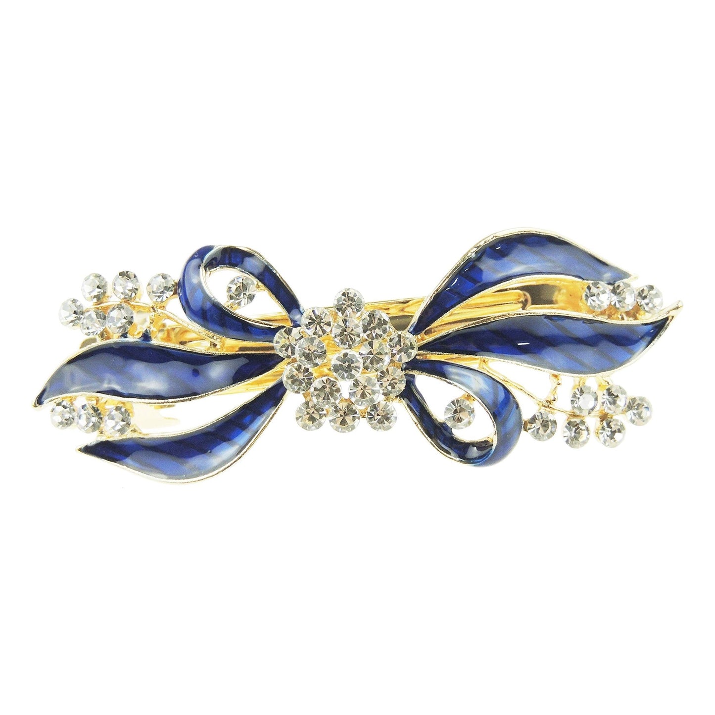 Womens Girls Crystal Rhinestone Diamante Wedding Birthday Party Evening School Ponytail Fine Medium Hair Accessories Occasion Barrette Hairpin Grip French Spring Clip Enamel (Brown)
