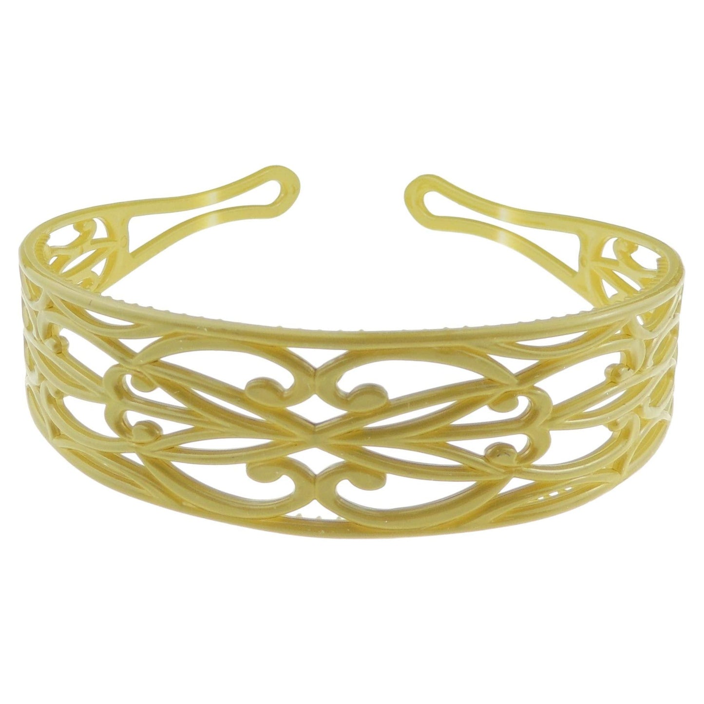 GIRLS SMALL HEAD LADIES School Uniform Work Gym Yoga Birthday Party Hair Accessories Plain Plastic Wide Scroll Floral Swirls Stencil Short Long Hair Headband Alice Band Hairband (Light Taupe Brown)