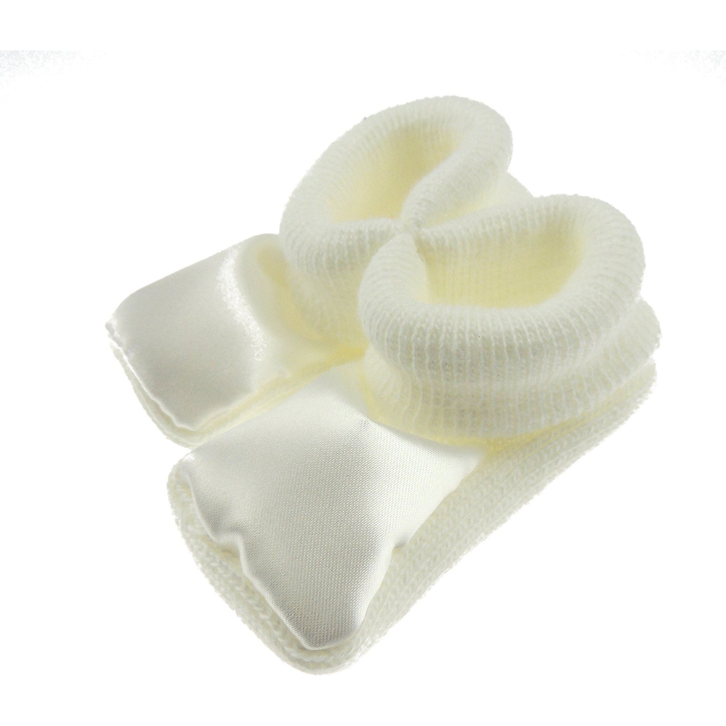 Cute Baby Girls Boys Infant Newborn Babies Warm WInter Crochet Knitted Cable Knit Pom Pom Shower Essential Pram Cot Crib Hospital Bootees Booties House Socks Slippers 0 3 Months Satin Cream