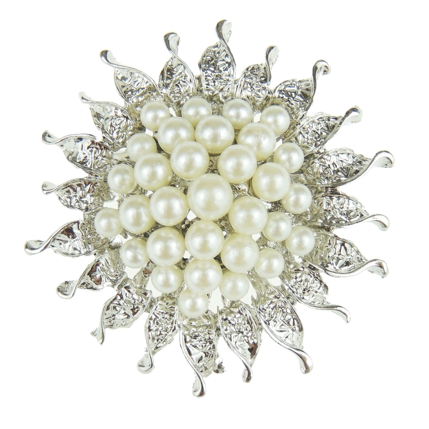 Ladies Mens Faux Pearl Sun Burst Lapel Wedding Occasion Brooch