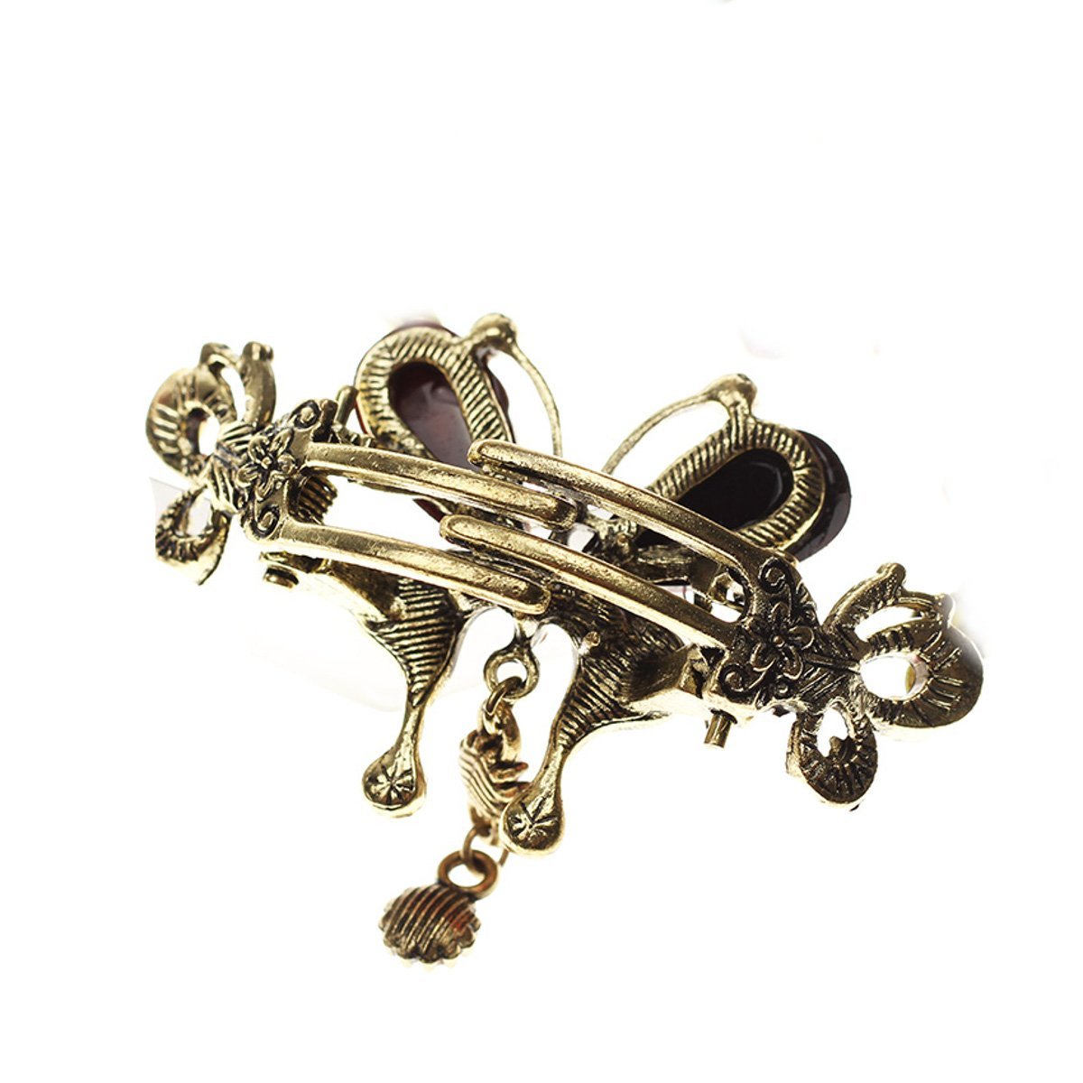 Women Girls Gold Metal Vintage Look Crystal Diamante Rhinestone Gems Bulldog Jaw Clip Octopus Short Small Fine Thin Hair Clamp Grip Bridal Wedding Party Styling Claw 6cm Butterfly Multicolour