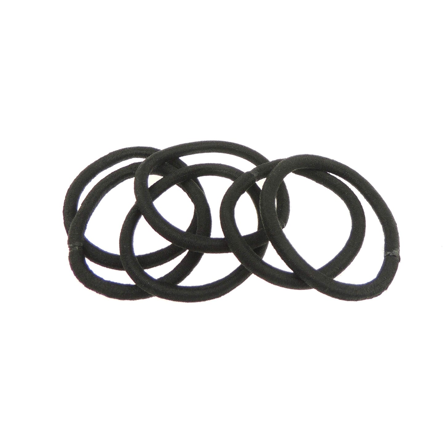 Set of 6 Womens Kids Girls Mens School Gym Work Endless Snagless Party Bag Ponio Rope Hair Tie Up Back Elastic Accessories Bobbles Ponytail Holder No Metal Rubber Bands Black