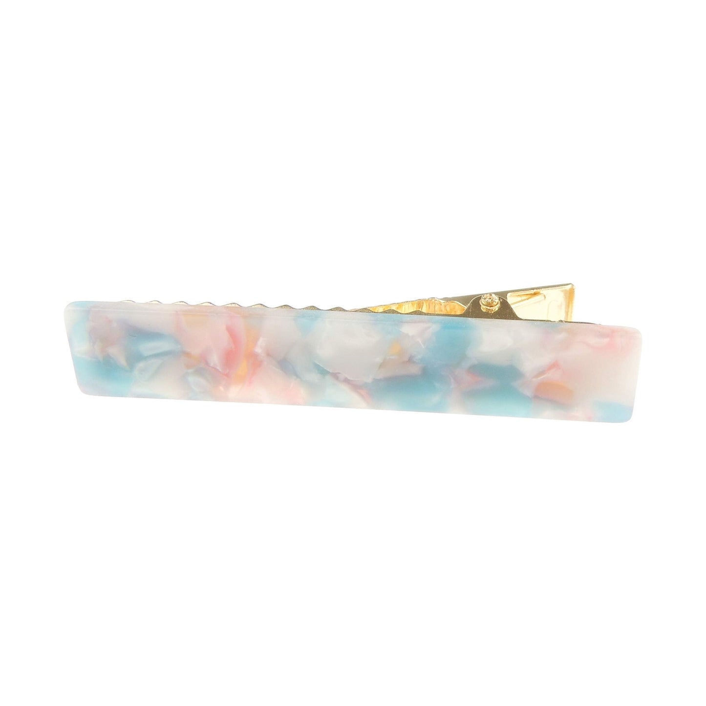 Womens Girls Set of 2 Marble Look Small 6cm School Birthday Party Hair Accessories Styling Clip Barrette Claw Hairpin Grips Concorde Beak Duckbill Clamp Alligator Crocodile (Pink Blue Marbled)