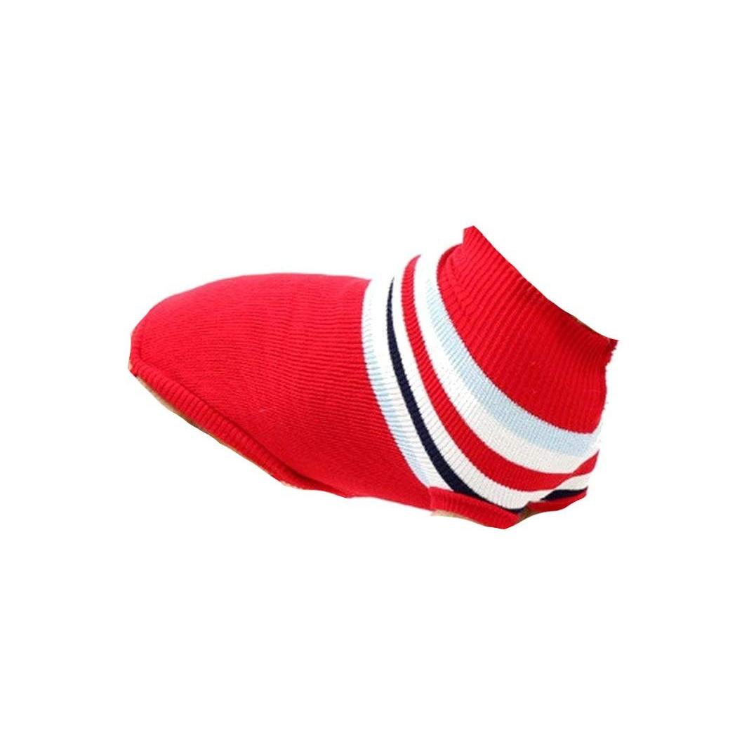 Cute Knitted SMALL MEDIUM LARGE Puppy Cat Kitten Warm Winter Girl Boy Cold Weather Vest Sweatshirt Clothes Jacket Coat Christmas Ideas Pullover Jumper Sweater Big Stripes Red White