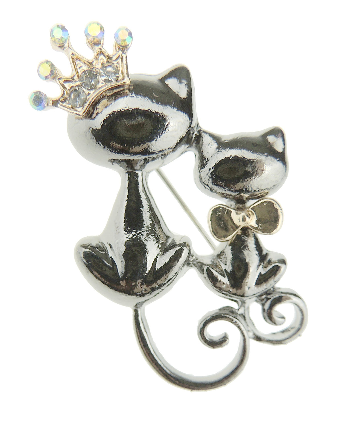 Womens Girls Princess Crown Christmas Birthday Gift Coat Scarf Coat Jacket Shawl Diamante Crystal Brooch Badge Breastpin Corsage Pin Enamel Green Eyes Bow Ribbon Collar Mum Cat & Kitten Kitty Sitting