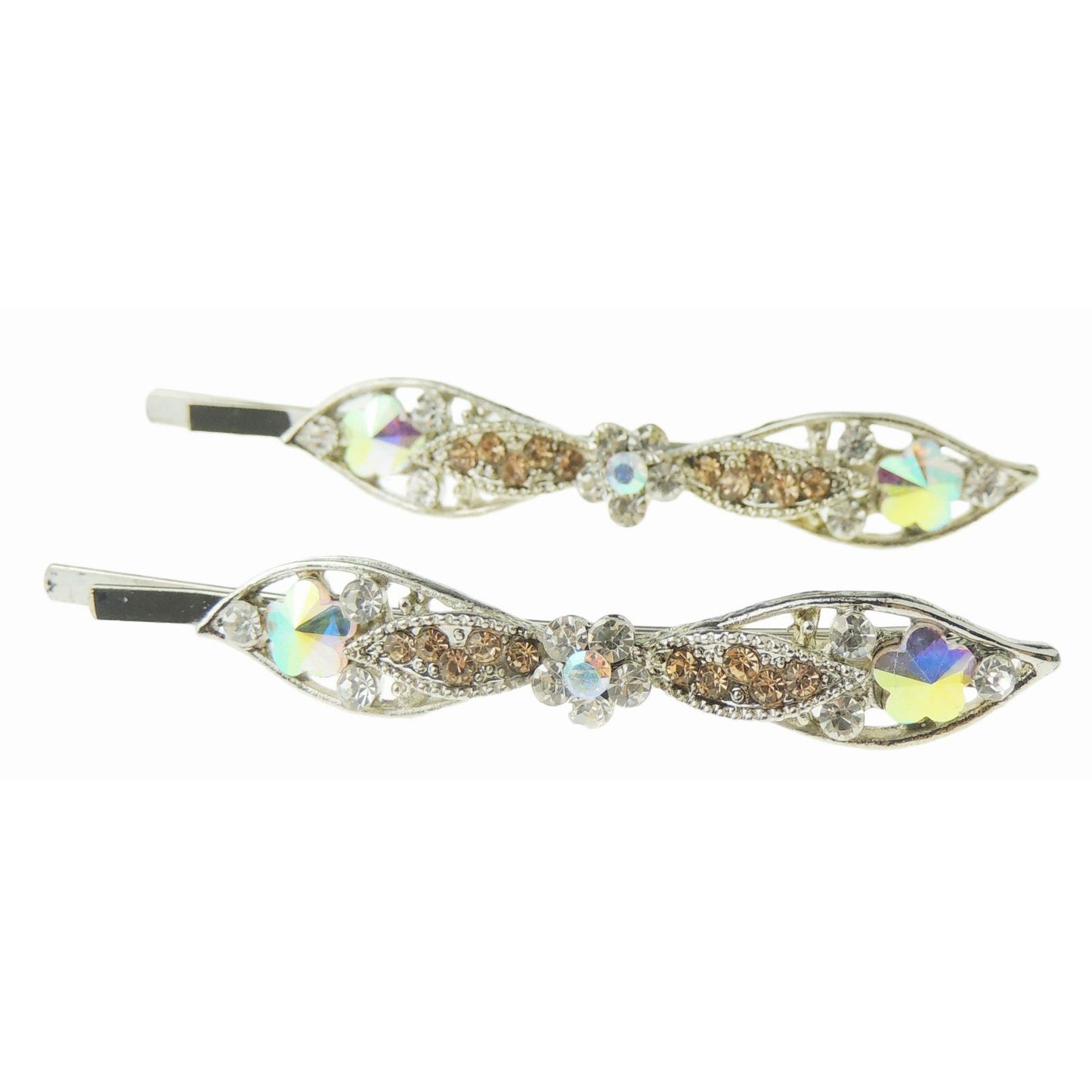 Womens Girls Sparkly Bow Rhinestone Jeweled Crystal Diamante Party Birthday Christmas Bridal Wedding Accessories Slides Hairpin Hair Clips Grips Bobby Pins