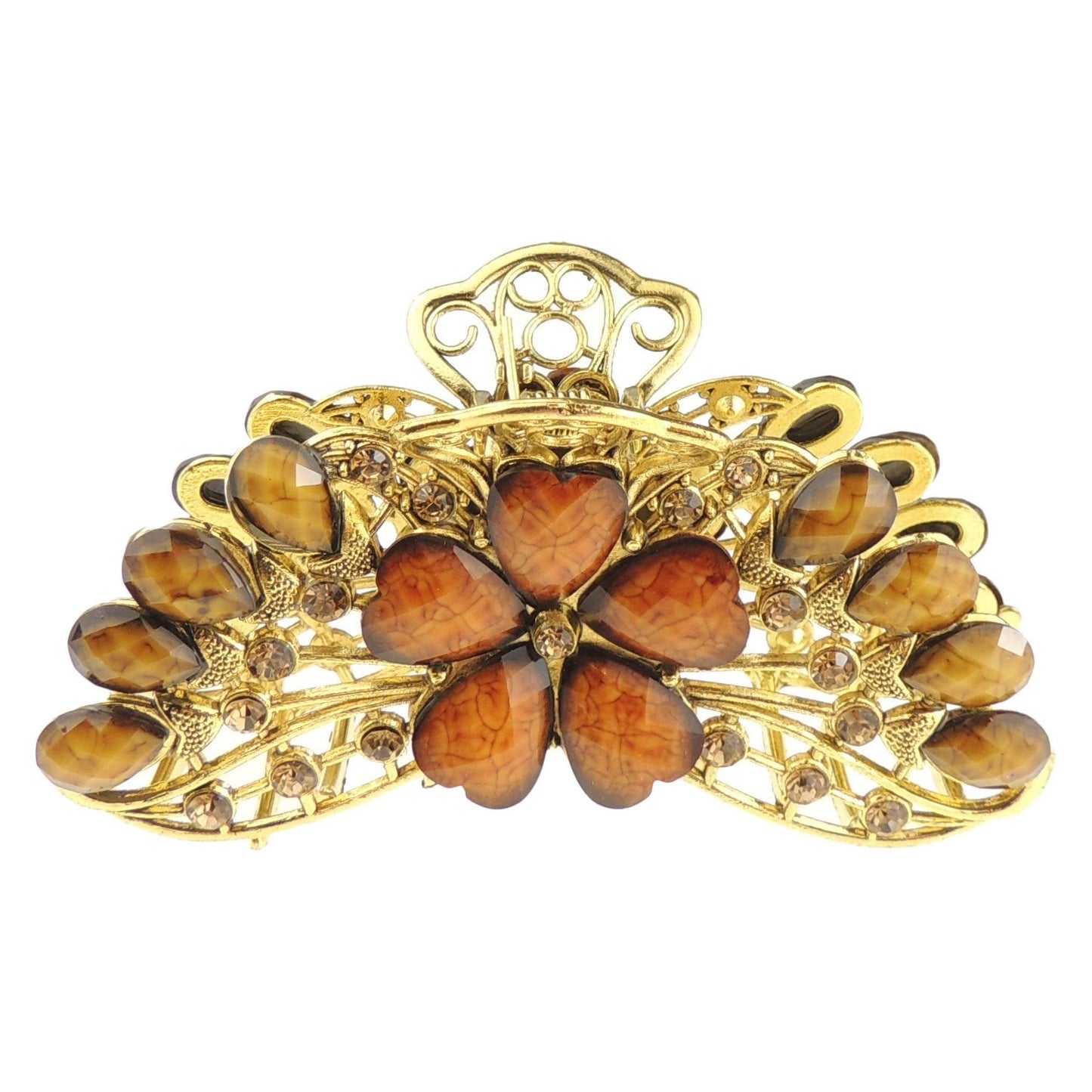 Ladies Vintage Gold Tone Chunky Metal 9cm Hair Claw Daisy Flower