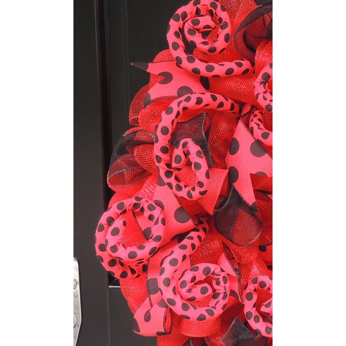 Luxury Ladybug Large Front Door Wreath Summer Fall Decor Hanger Wall Decoration Housewarming Gift Autumn Farmhouse Rustic Everyday Polka Dot