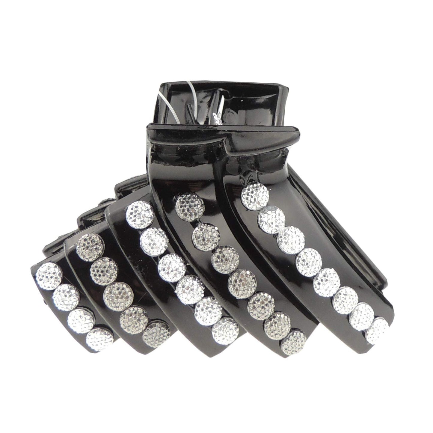 Womens Girls Round Bridal Wedding School Party Bridesmaid Birthday Headpiece Thin Fine Short Hair Accessories Bulldog Crab Octopus Jaw Styling Hair Claw Clamp Clip Black Grey Stripes