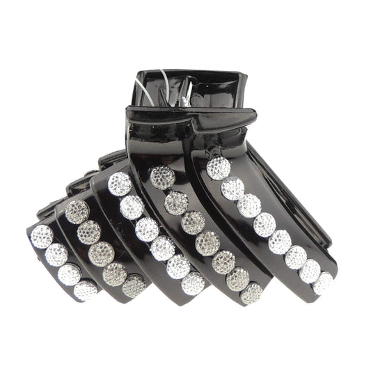 Womens Girls Round Bridal Wedding School Party Bridesmaid Birthday Headpiece Thin Fine Short Hair Accessories Bulldog Crab Octopus Jaw Styling Hair Claw Clamp Clip Black Grey Stripes