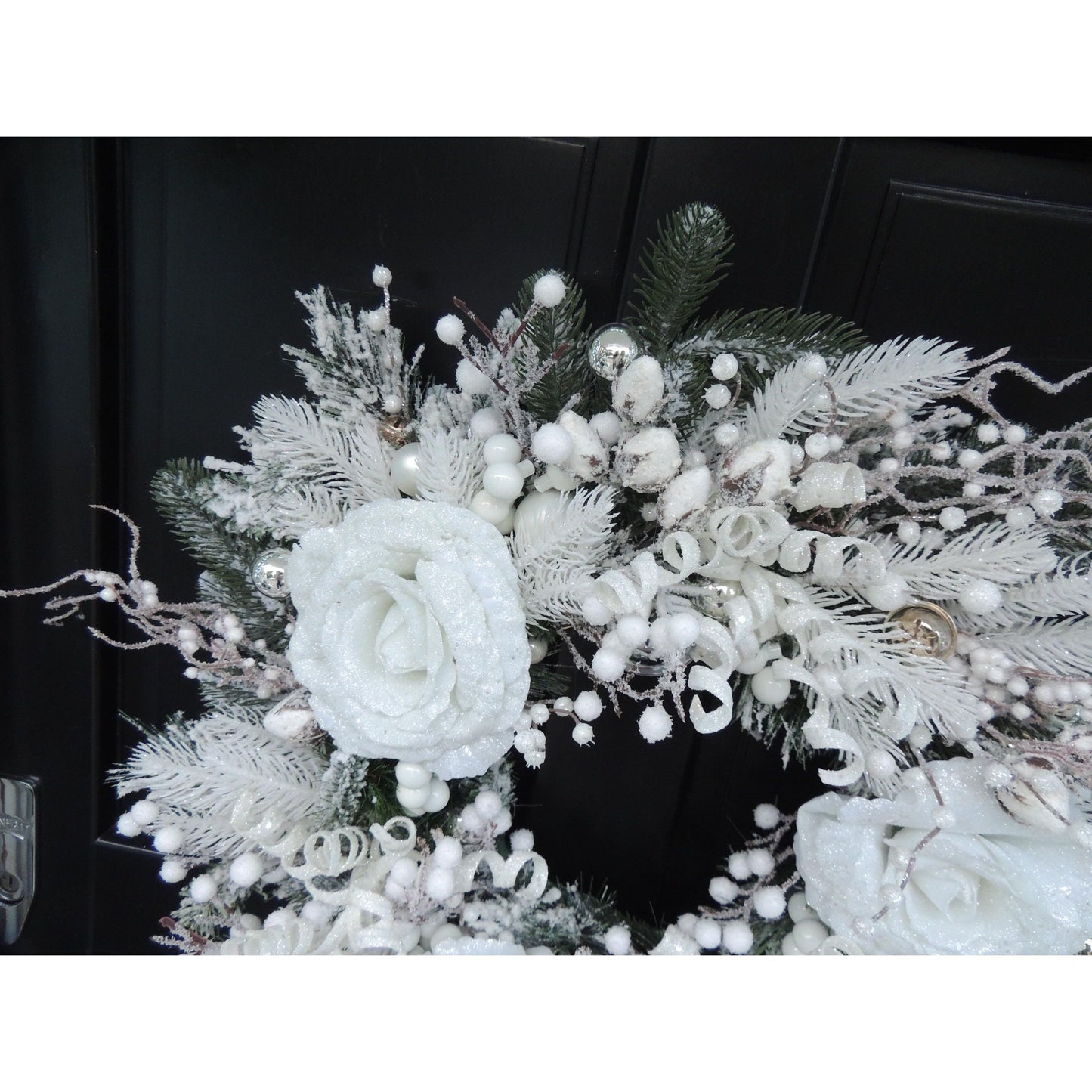 Luxury Christmas Frosted Wreath For Front Door, Fireplace Mantle, Luxury Home Decorations, White Silver Xmas, Winter Decor, Designer Wreath